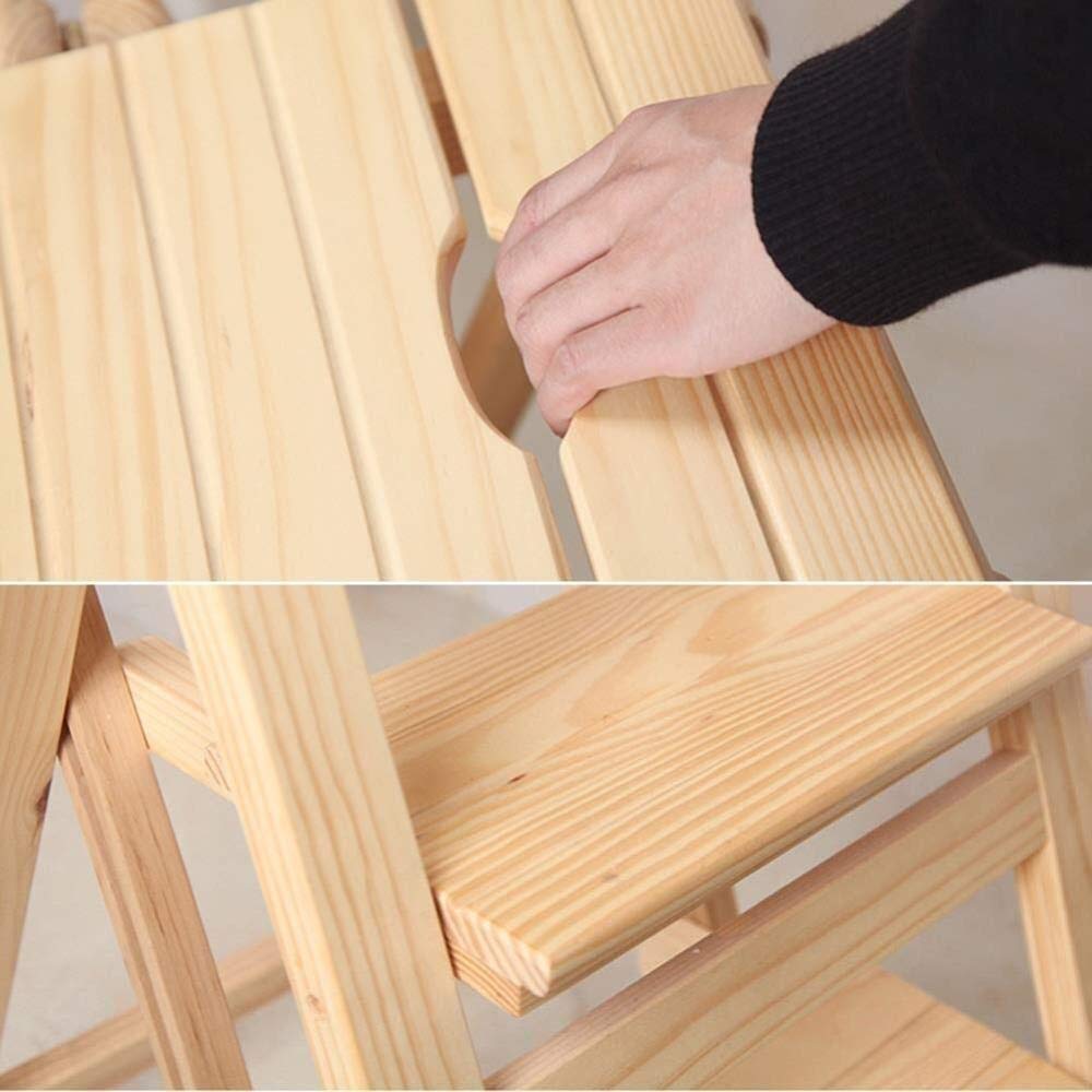 Solid Wood Folding Step Stool Ladder - 4 Step Indoor Climbing Stool for Home, Kitchen, Bathroom | Multi-Functional Compact Step Stool for Adults & Kids | Perfect for Reaching High Shelves, Changing Light Bulbs, Home Organization