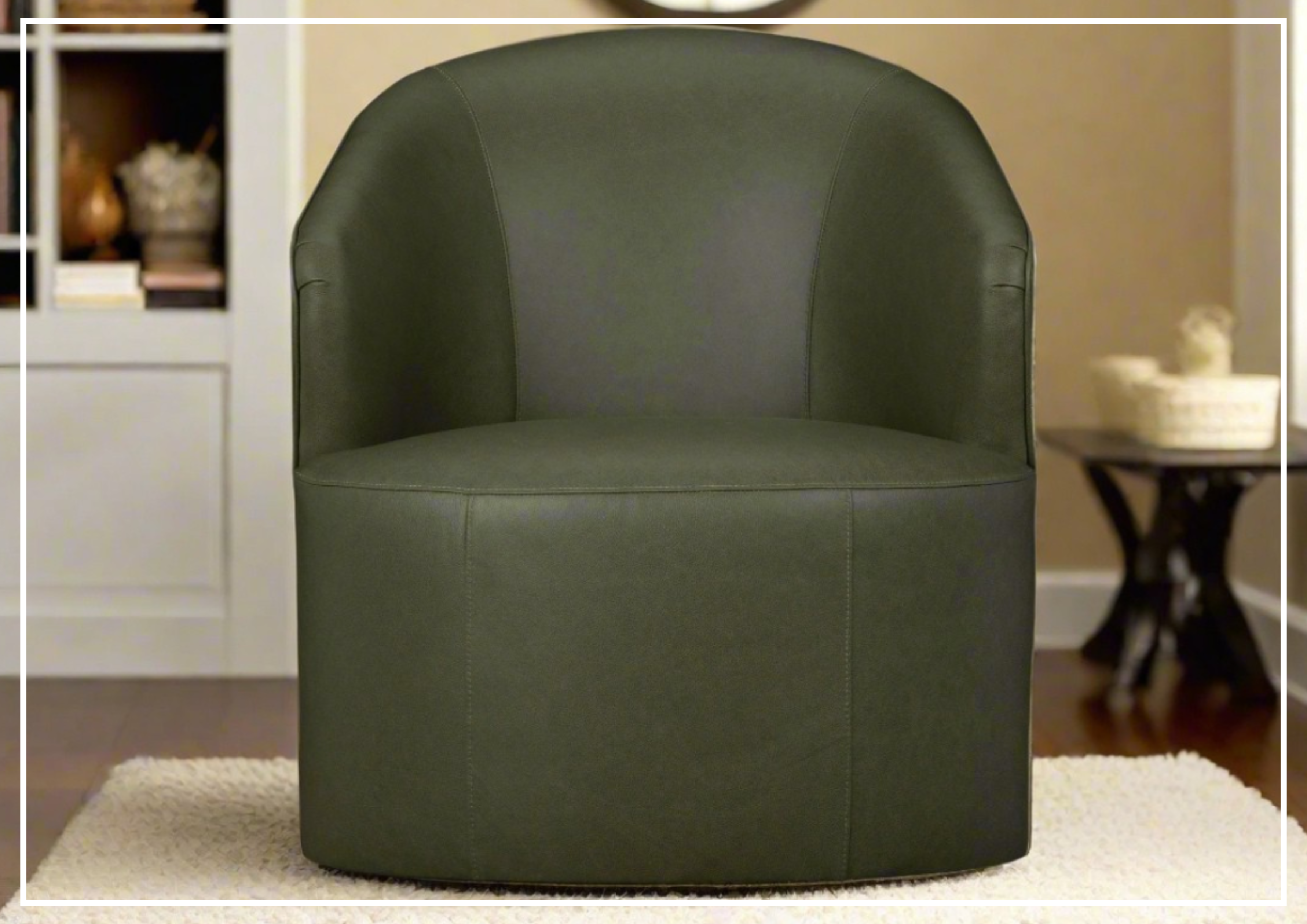 Klaussner Luna Leather Swivel Chair - Green Recliner with UltraLuxe Cushion for Living Room, Office & Lounge Comfort
