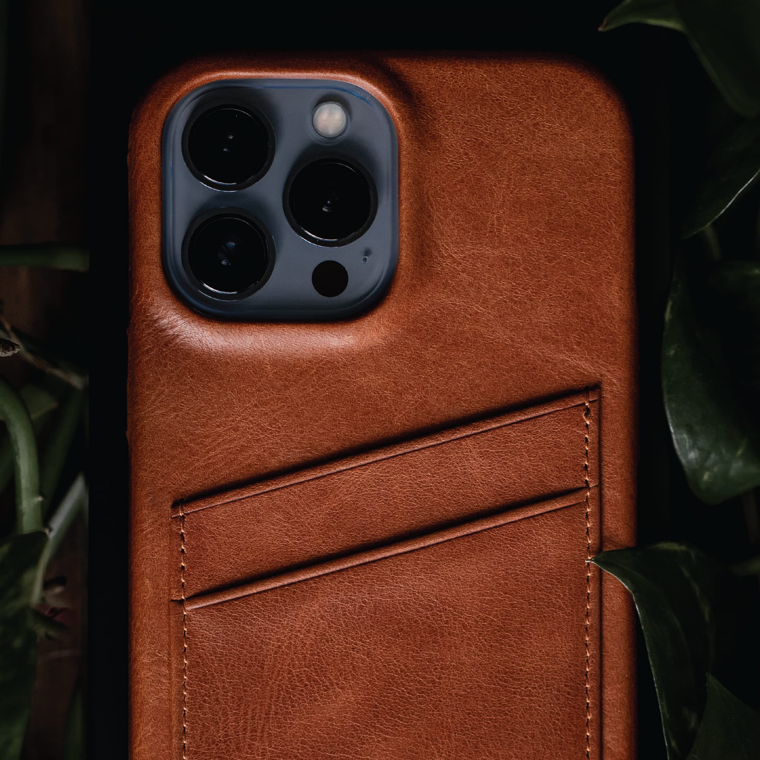Premium Leather Phone Case for Apple iPhone 13 Pro Max - Bullstrap Sienna Brown Portfolio | Slim Protective Cover for Business & Travel