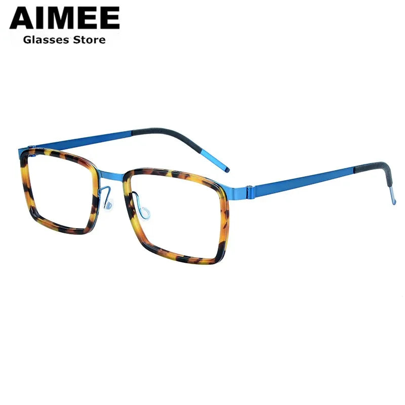 Aimee Unisex Full Rim Square Titanium Acetate Eyeglasses Frame - Lightweight Durable Glasses for Men & Women - Perfect for Reading, Work, and Everyday Fashion