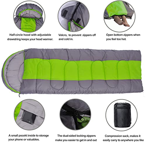 Lightweight Camping Sleeping Bag for Adults & Kids - Portable with Compression Carry Bag - Perfect for Hiking, Backpacking, Mountaineering & Outdoor Adventures