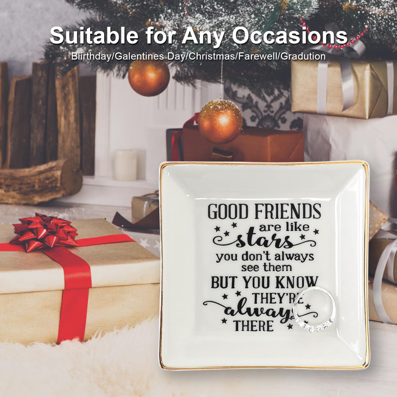 Ceramic Ring Dish Jewelry Tray - Elegant Home Decor Gift for Women, Mom, Sister & Friends | Perfect for Bathroom, Bedroom, Vanity & Entryway Organization