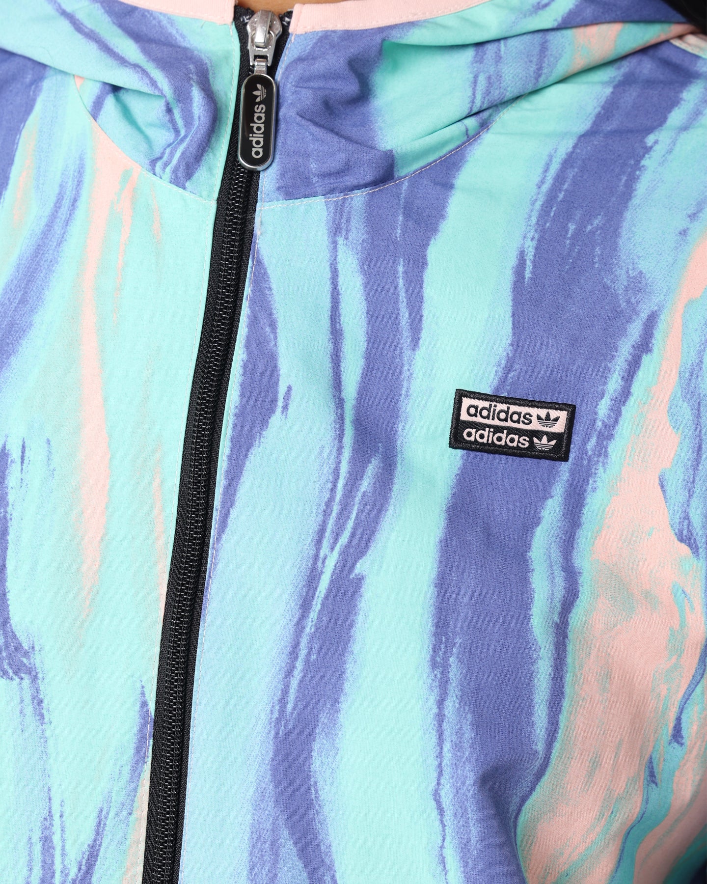 Adidas Marbled Paint Patrick Kyle Windbreaker Jacket - Vapor Pink & Multi-Color Lightweight Windbreaker for Running, Hiking & Outdoor Activities