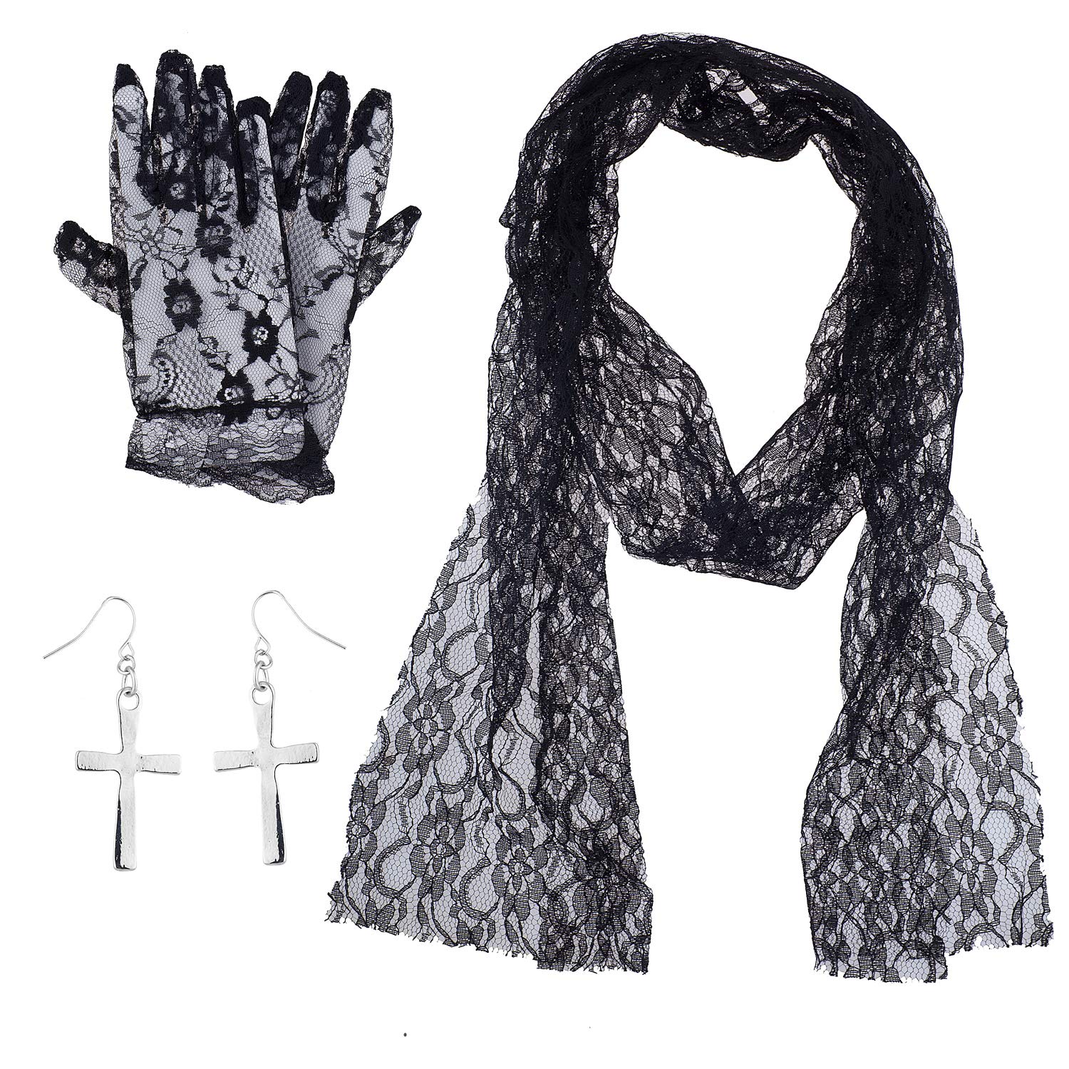 Vintage Halloween Sunglasses Scarf Jewelry Set for Girls - 50s & 80s Costume Party