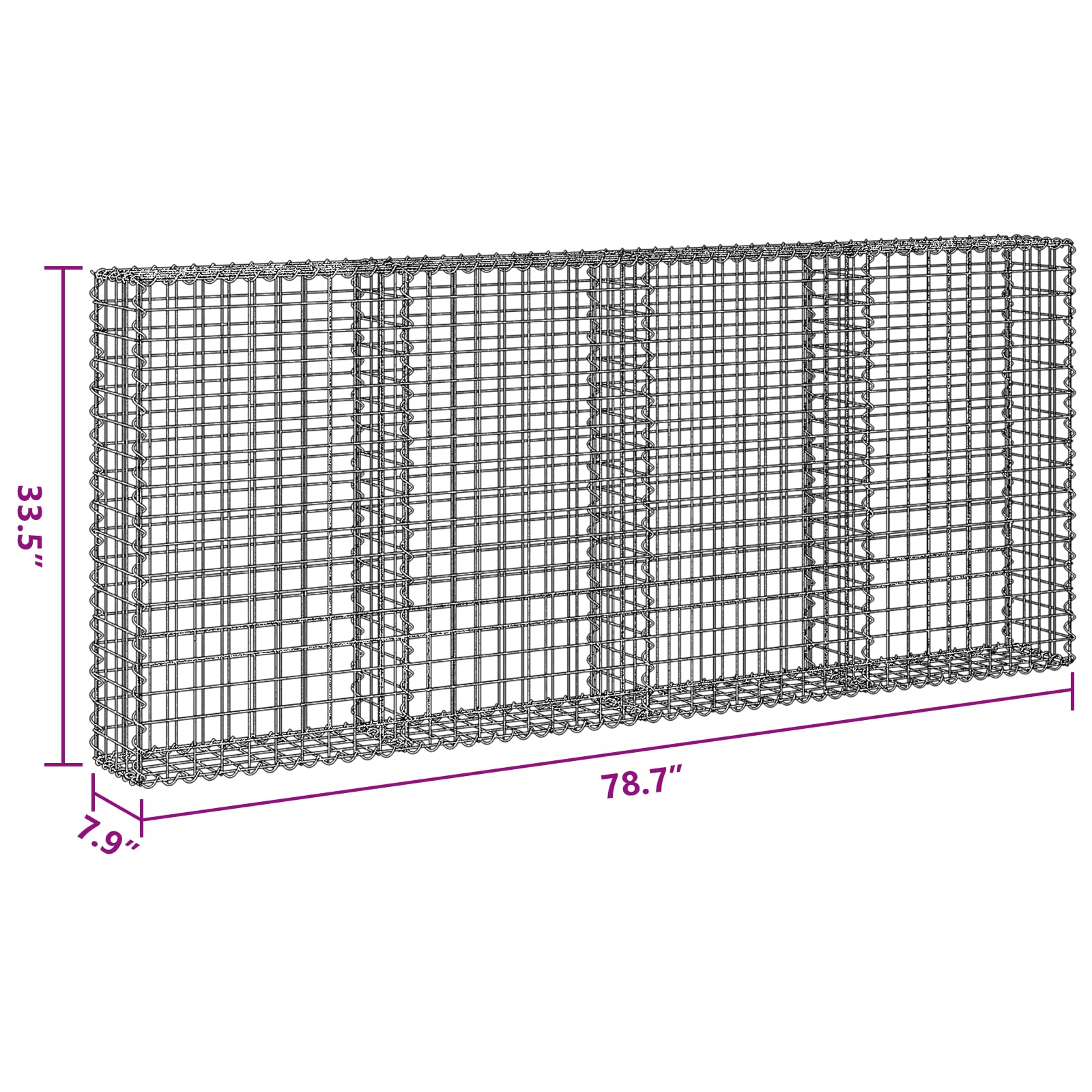 vidaXL Galvanized Steel Gabion Basket Wall - Outdoor Garden & Patio Privacy Protection with Covers | Rock Stone Fence for Landscaping, Backyard Decoration & Boundary Security