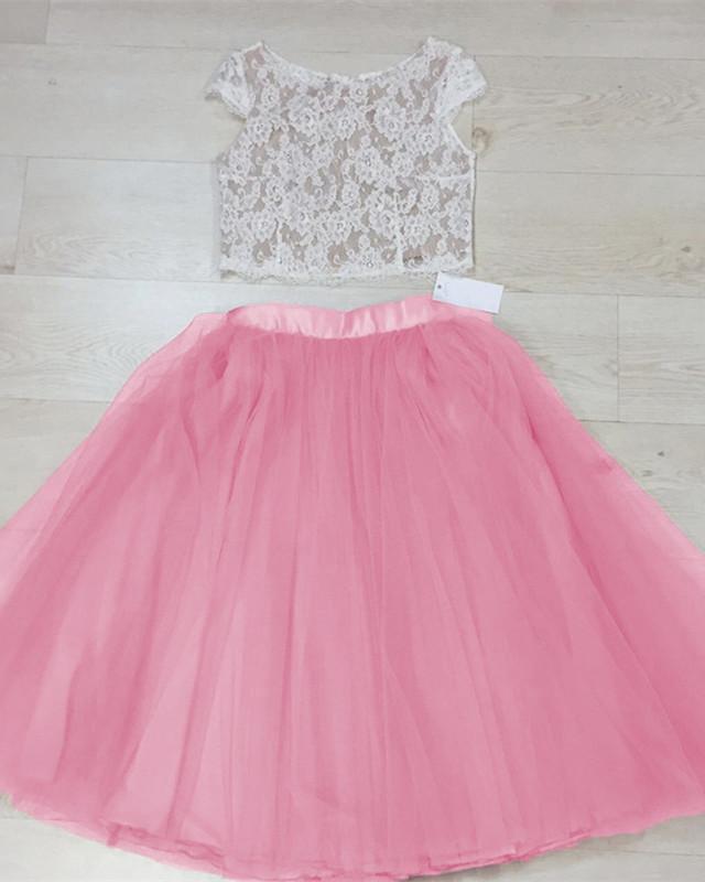 Elegant Lace Crop Top and Skirt Two-Piece Prom Dress Set for Women - Perfect for Homecoming, Cocktail Parties & Formal Events