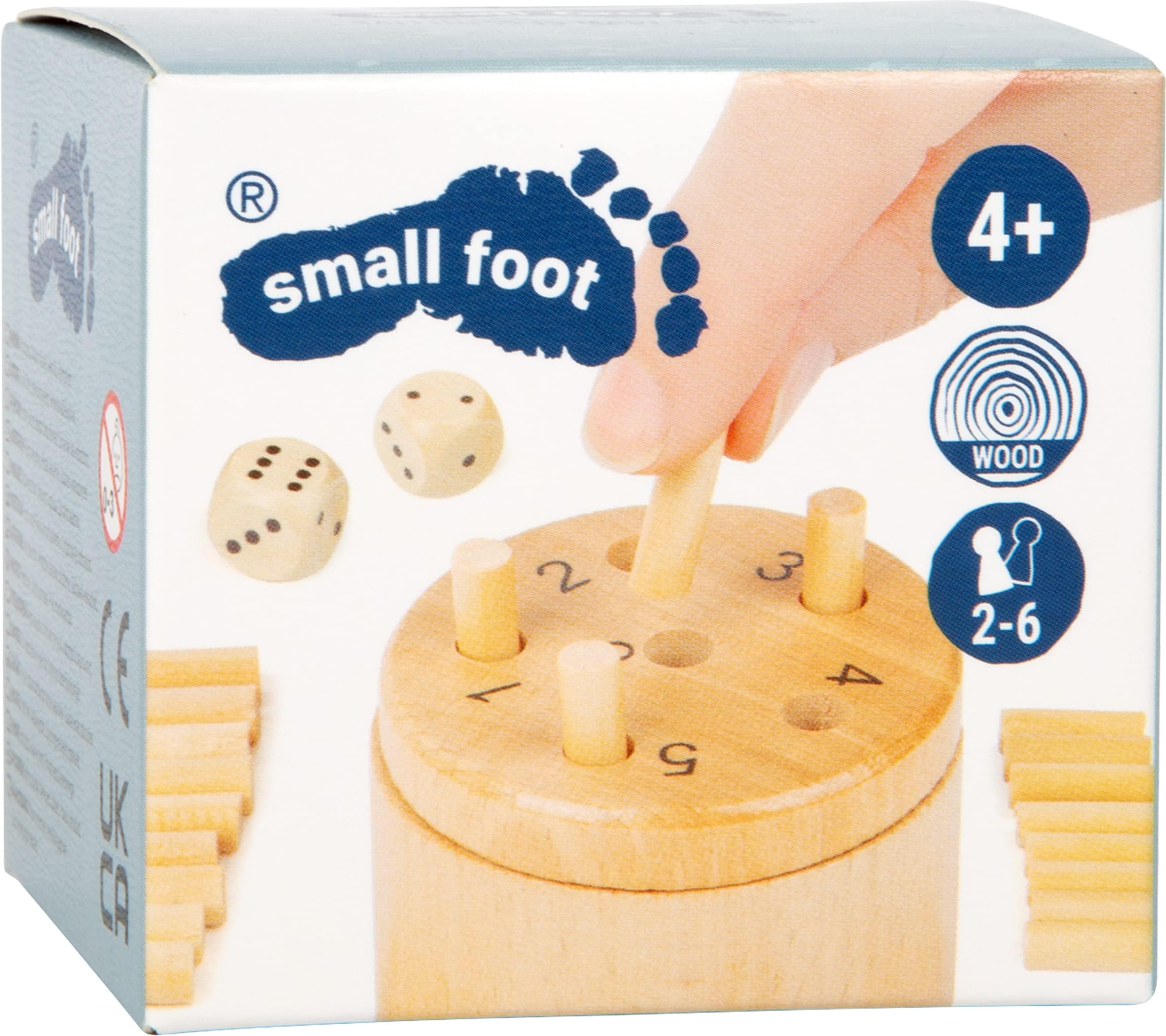 Small Foot-11365 Dados 6 Lógica Juego Familiar para 2-6 Personas, Juguetes Educativos de 39 Piezas Multicolor, Ideal para Reuniones y Noches de Juegos en Casa