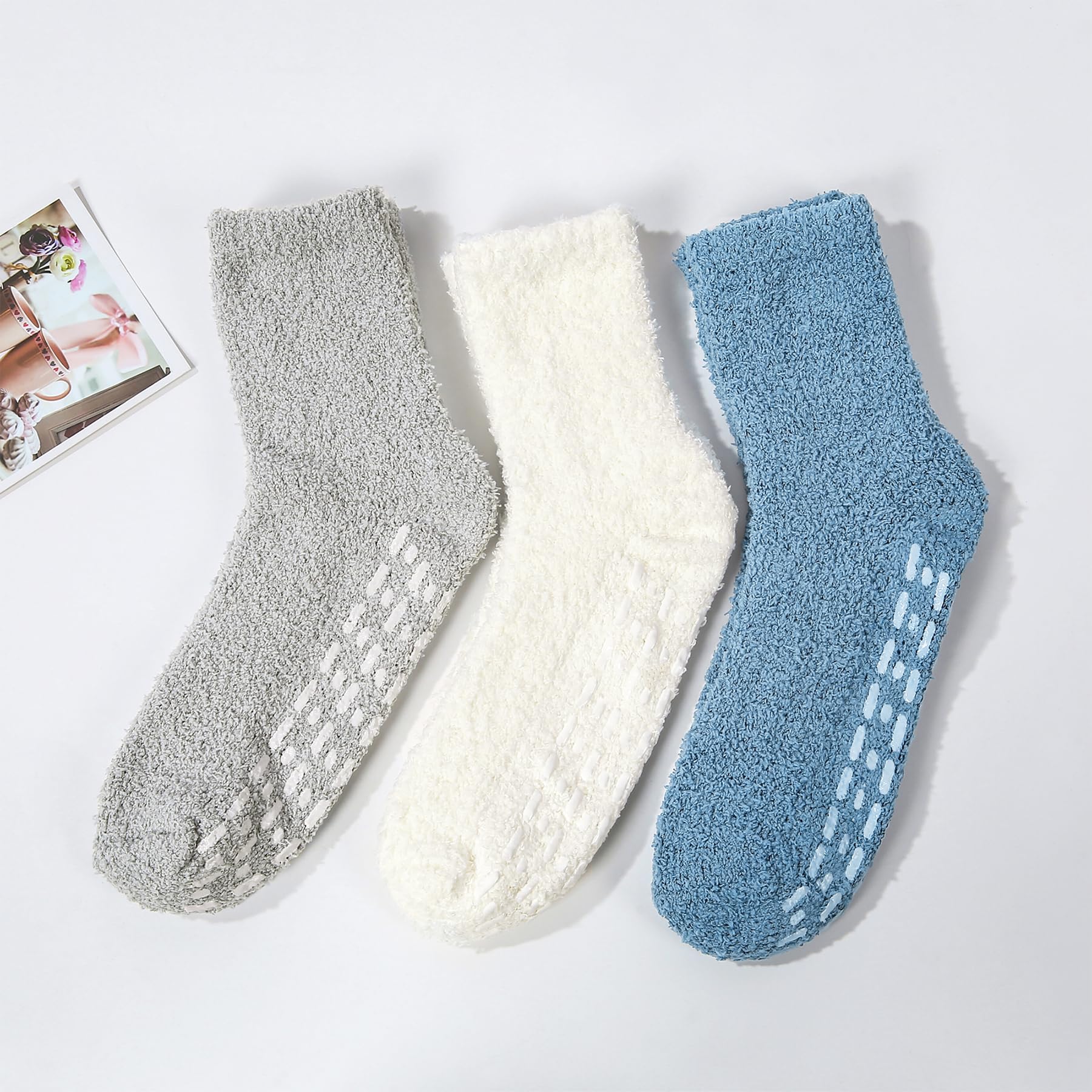 Cozy Non-Slip Fuzzy Slipper Socks for Women - Warm Gripper Socks with Anti-Skid Dots - Perfect for Winter, Lounge, Home & Yoga