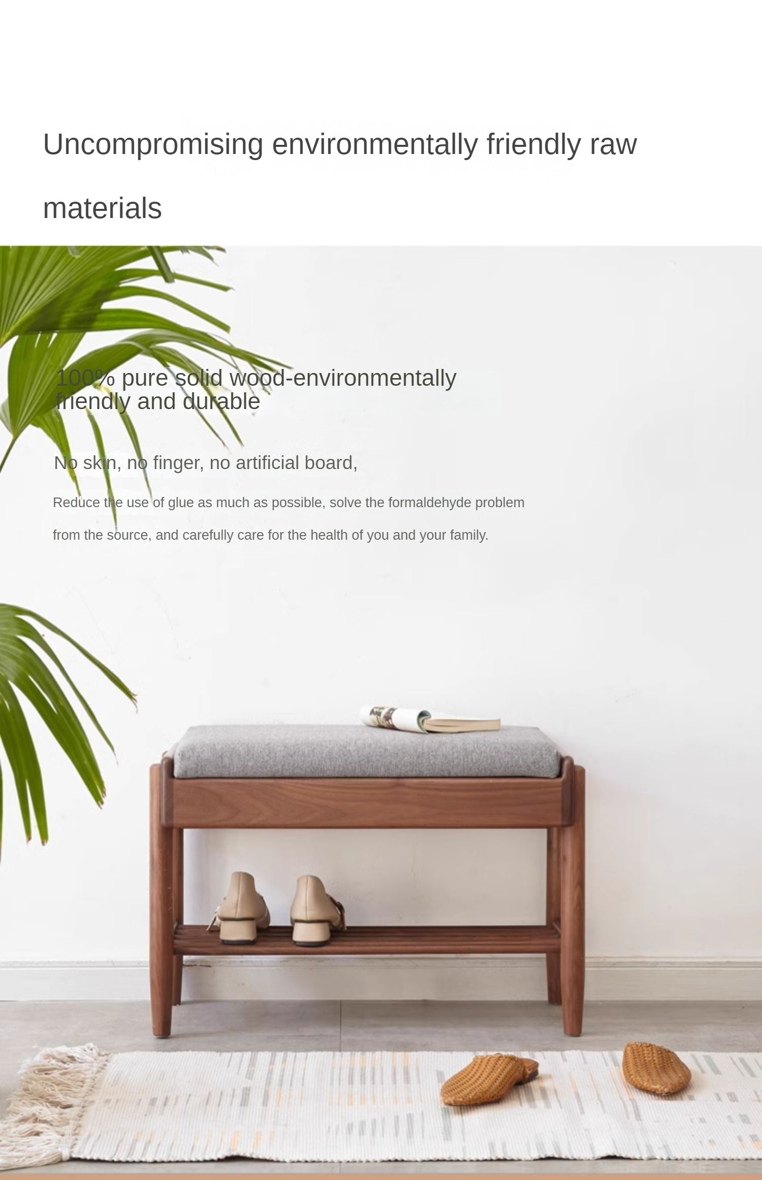 Solid Black Walnut Shoe Storage Bench with Flip Top - Multi-Functional Entryway Organizer for Shoes, Hats & Bags - Perfect for Hallway, Bedroom or Closet Organization