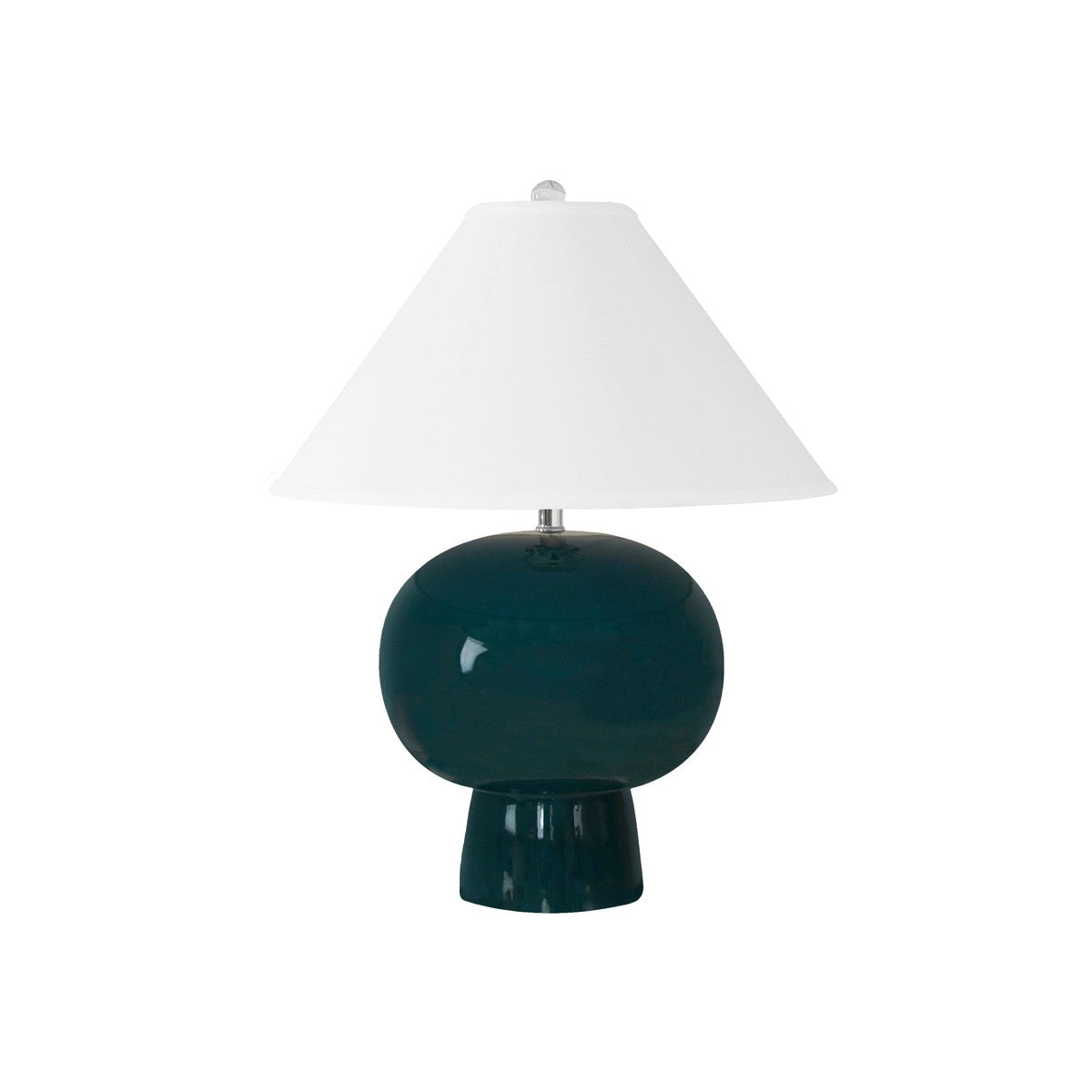 Annie Teal Green Bulb Shape Ceramic Table Lamp with White Linen Coolie Shade - Perfect for Bedroom, Living Room & Office Lighting Decor