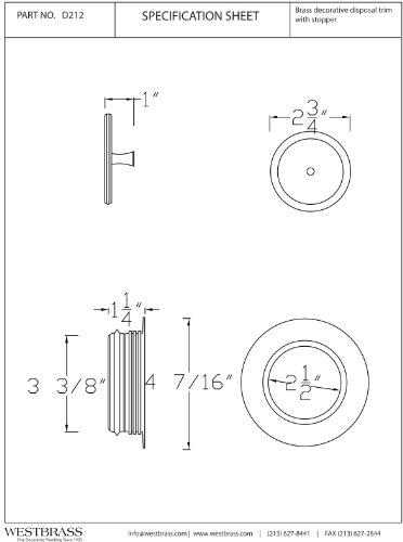 Westbrass D212-50 Universal Kitchen Sink Waste Disposal Trim Set - Powder Coated White Replacement for Sink Drain - Perfect for Bathroom, Kitchen & Utility Room Installations