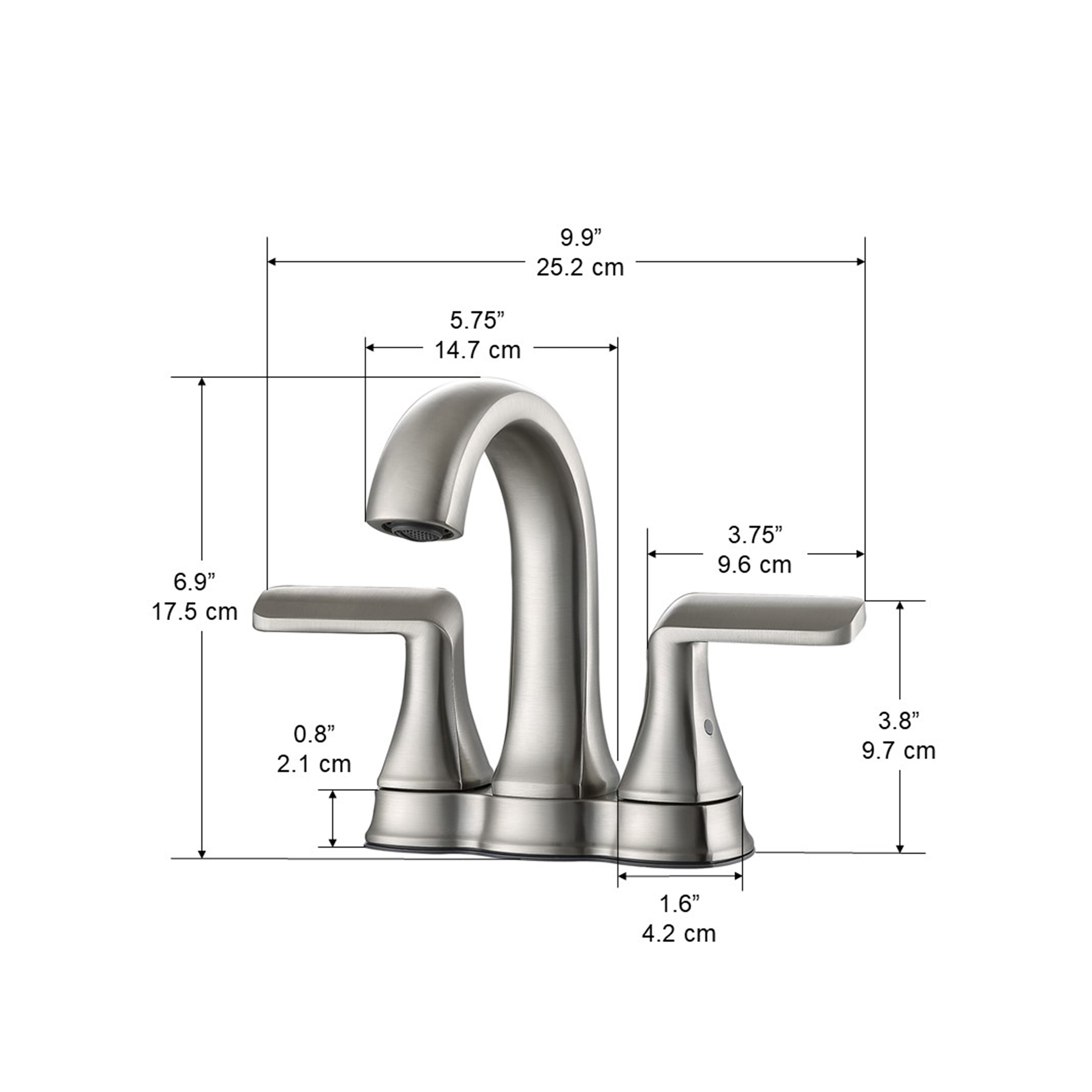 Arezzo Deck Mount Bathroom Faucet in Brushed Nickel - Single Hole Bath Sink Faucet with High Arc Spout for Modern Vanities, Perfect for Home & Hotel Bathroom Renovation