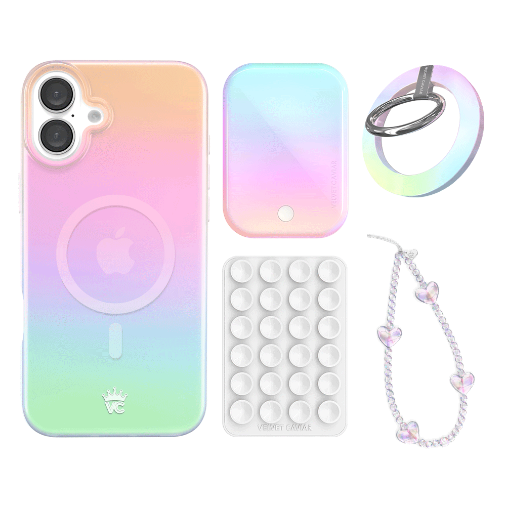 White Opal iPhone Case with Grip - Stylish Protective Cover for iPhone 13/14/15 Pro Max - Perfect for Everyday Use, Work & Travel
