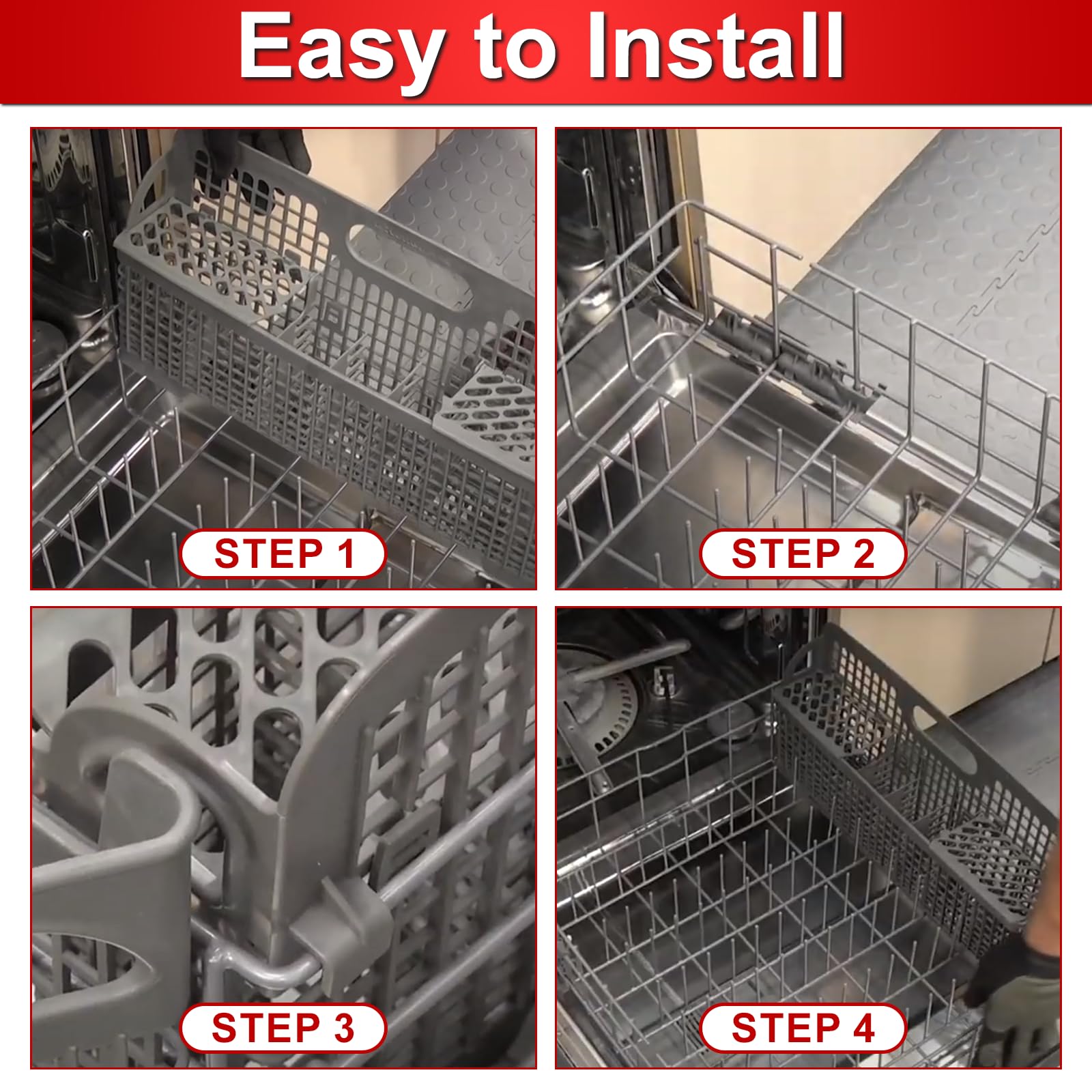 Upgraded Universal Dishwasher Silverware Basket Compatible with Whirlpool & Kitchenaid Dishwashers - Replaces 8531288, W10190415, AP6012898, PS11746119 - Perfect for Organizing Utensils in Your Kitchen