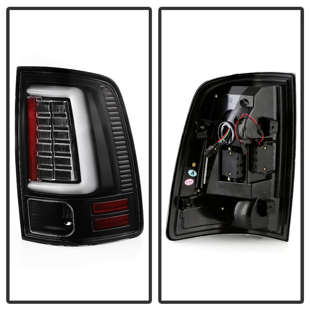 ACANII LED Tube Tail Lights Lamps Assembly - Compatible with 2010-2018 Dodge Ram 1500 2500 3500 Pickup Trucks (Black Edition) - Driver & Passenger Side Replacement - Enhance Visibility & Style for Night Driving & Off-Road Adventures