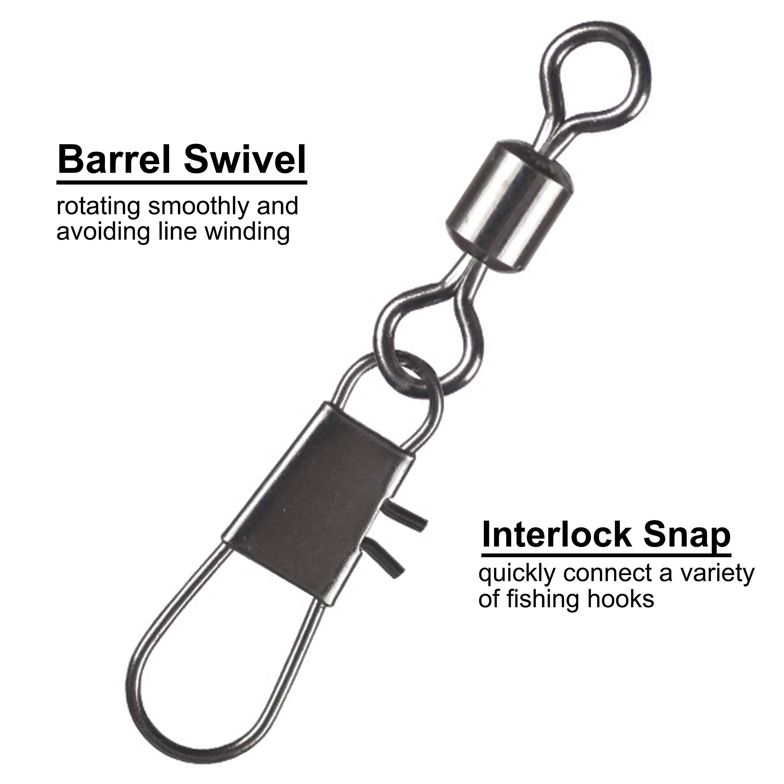 100pcs Barrel Snap Swivels Fishing Connectors - Stainless Steel for Saltwater & Freshwater Fishing