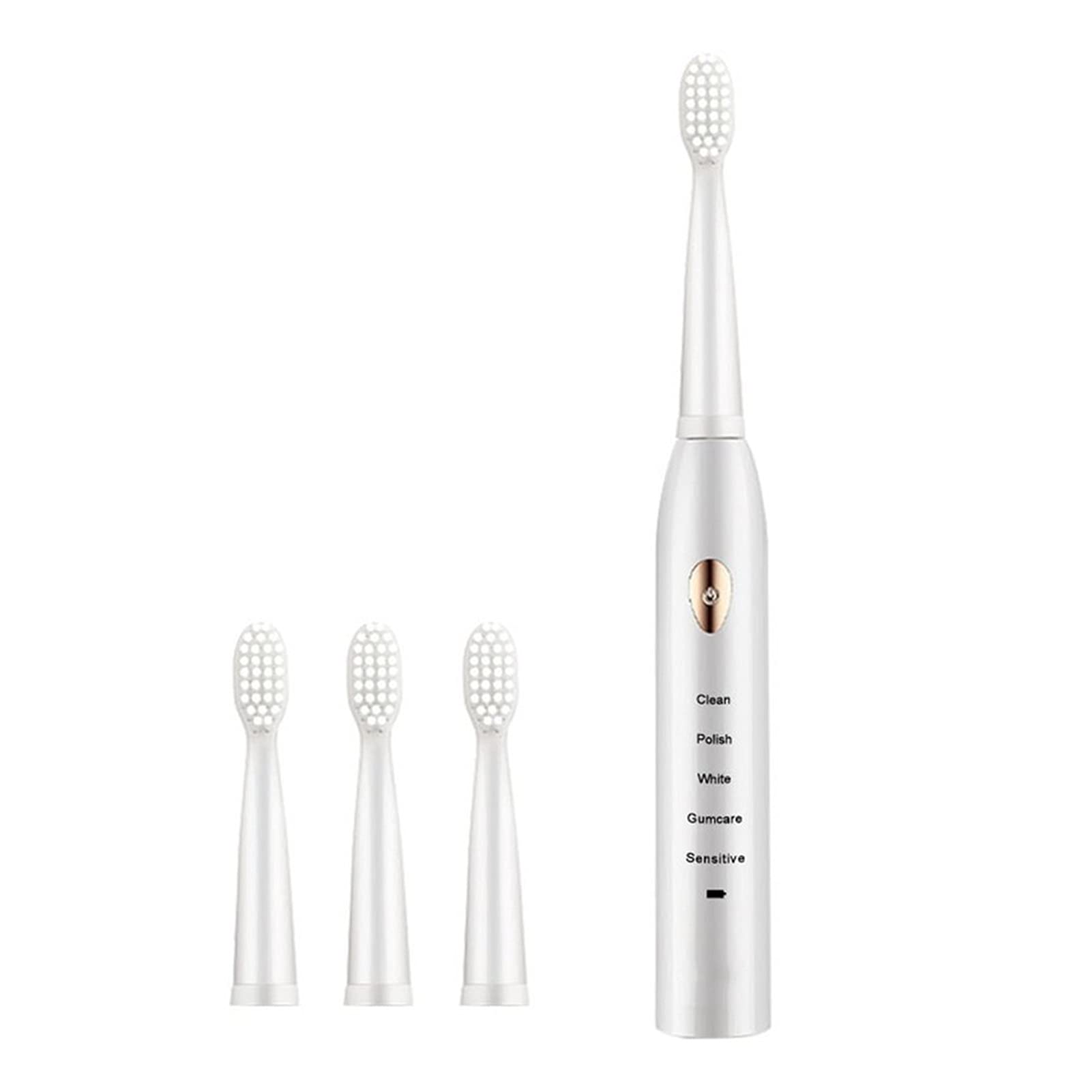 Rechargeable Electric Toothbrush for Adults - Ultrasonic Sonic Toothbrush with 5 Modes & 4 Brush Heads - USB Rechargeable, Waterproof, Teeth Whitening - Perfect for Travel & Home Oral Care (White)
