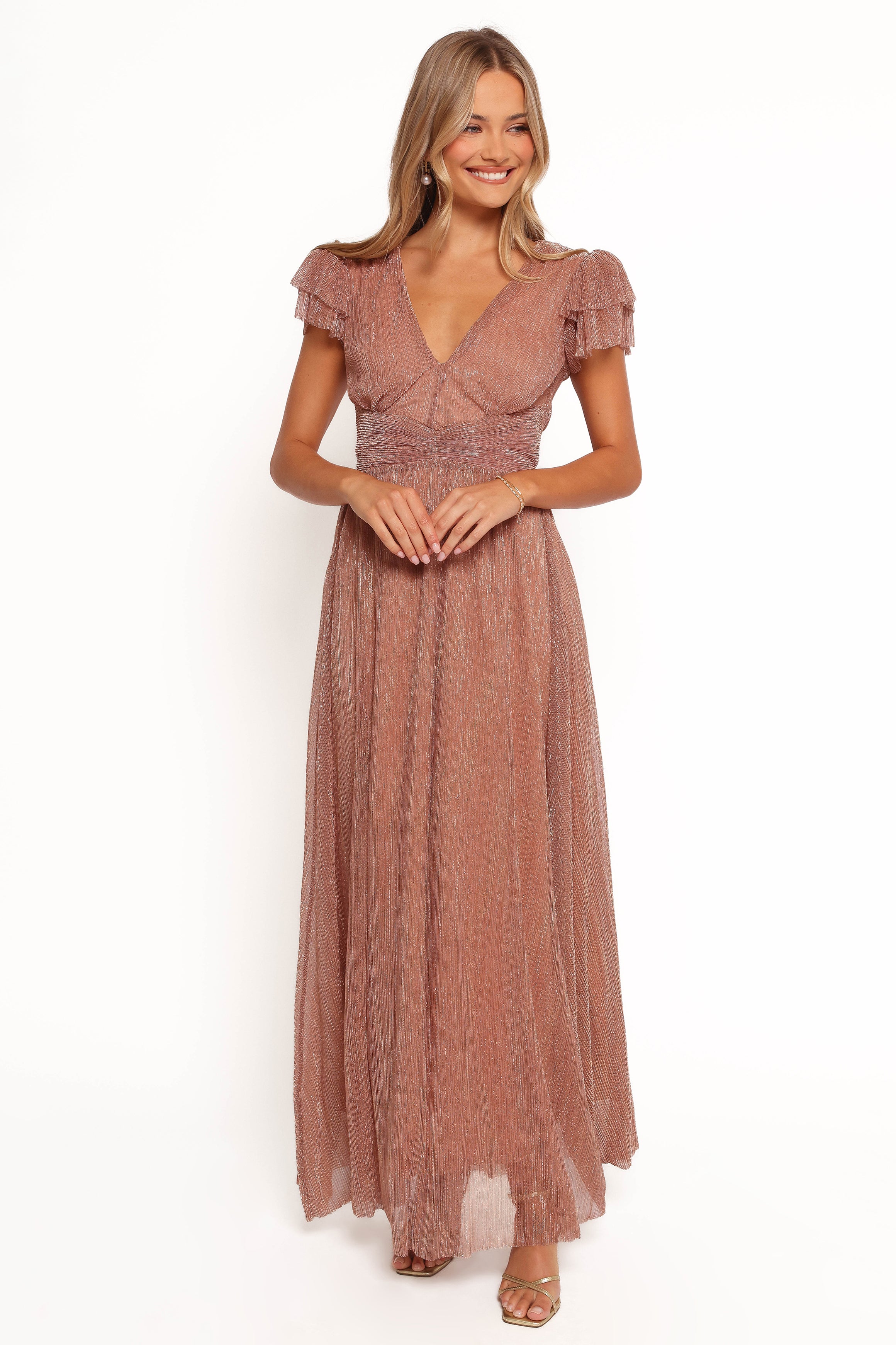 Cressida Maxi Dress in Rose Gold - Elegant Long Flowy Dress for Women, Perfect for Weddings, Parties & Summer Outfits