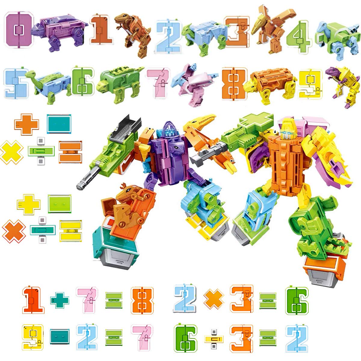 Number Robots Dinosaur Toys - STEM Learning Action Figures for Kids | Educational Counting Dinosaur Toys for Preschool & Kindergarten Math Games | Perfect for Classroom Activities & Birthday Gifts