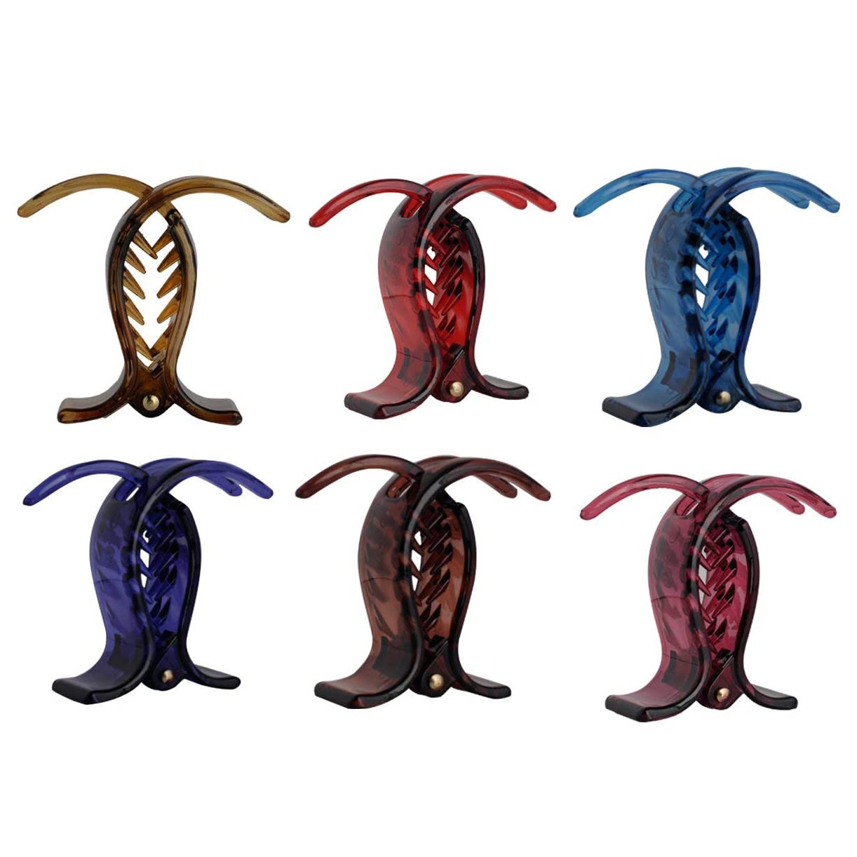 Trendy Airclip Plastic Hair Clutch for Women - Medium Size Hair Claw Clips (Pack of 6) | Perfect for Ponytails, Buns & Everyday Hairstyles