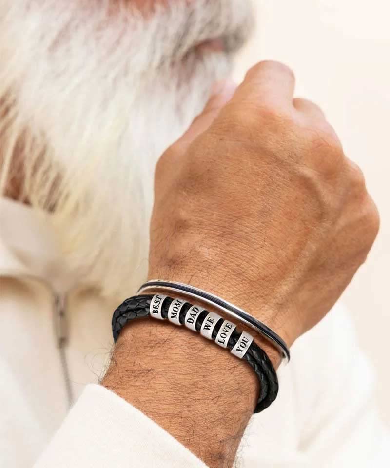 Personalized Best Dad Bracelets with Name - Custom Fathers Day Gifts for Dad from Wife - Engraved Mens Bracelet for Anniversary, Birthday & Special Occasions
