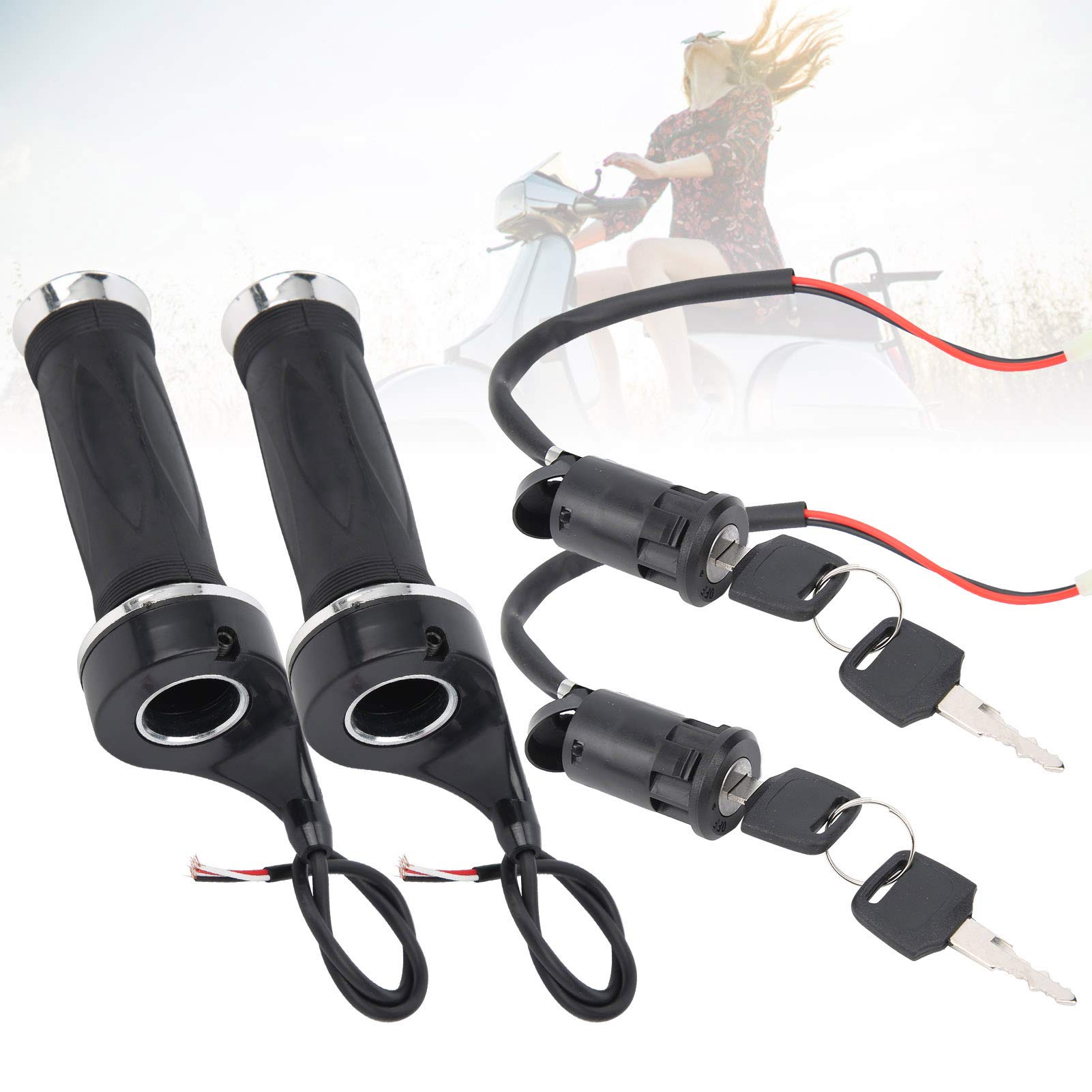 Universal Throttle Accelerator & Handle Grips with Lock Keys - Compatible with Electric Bikes, Tricycles, Motorcycles & EVs - Perfect for Commuting, Off-Roading & Urban Riding