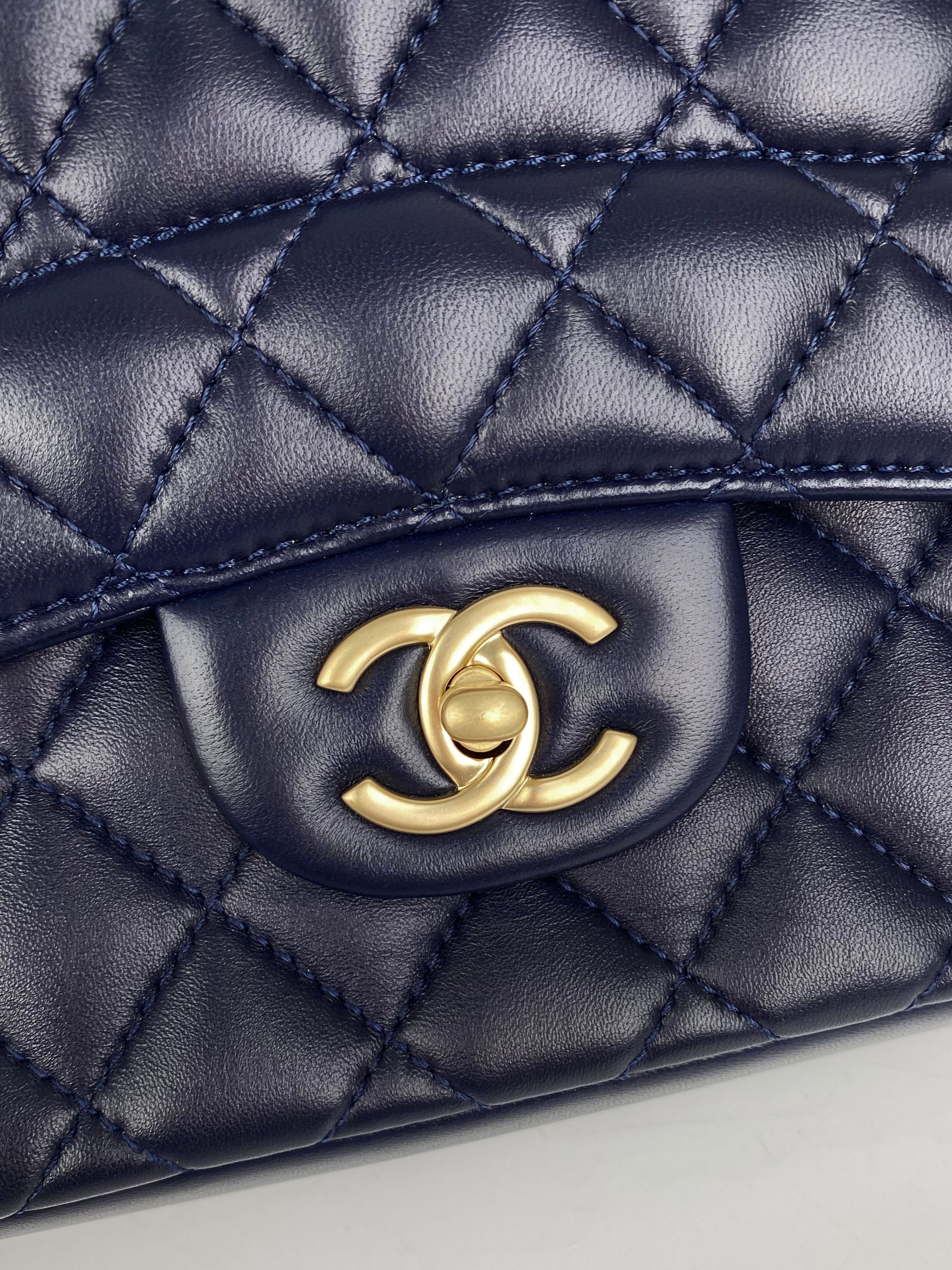Chanel Navy Blue Jumbo Mademoiselle Chic Flap Bag - Luxury Designer Handbag for Women, Perfect for Work, Evening Events & Special Occasions