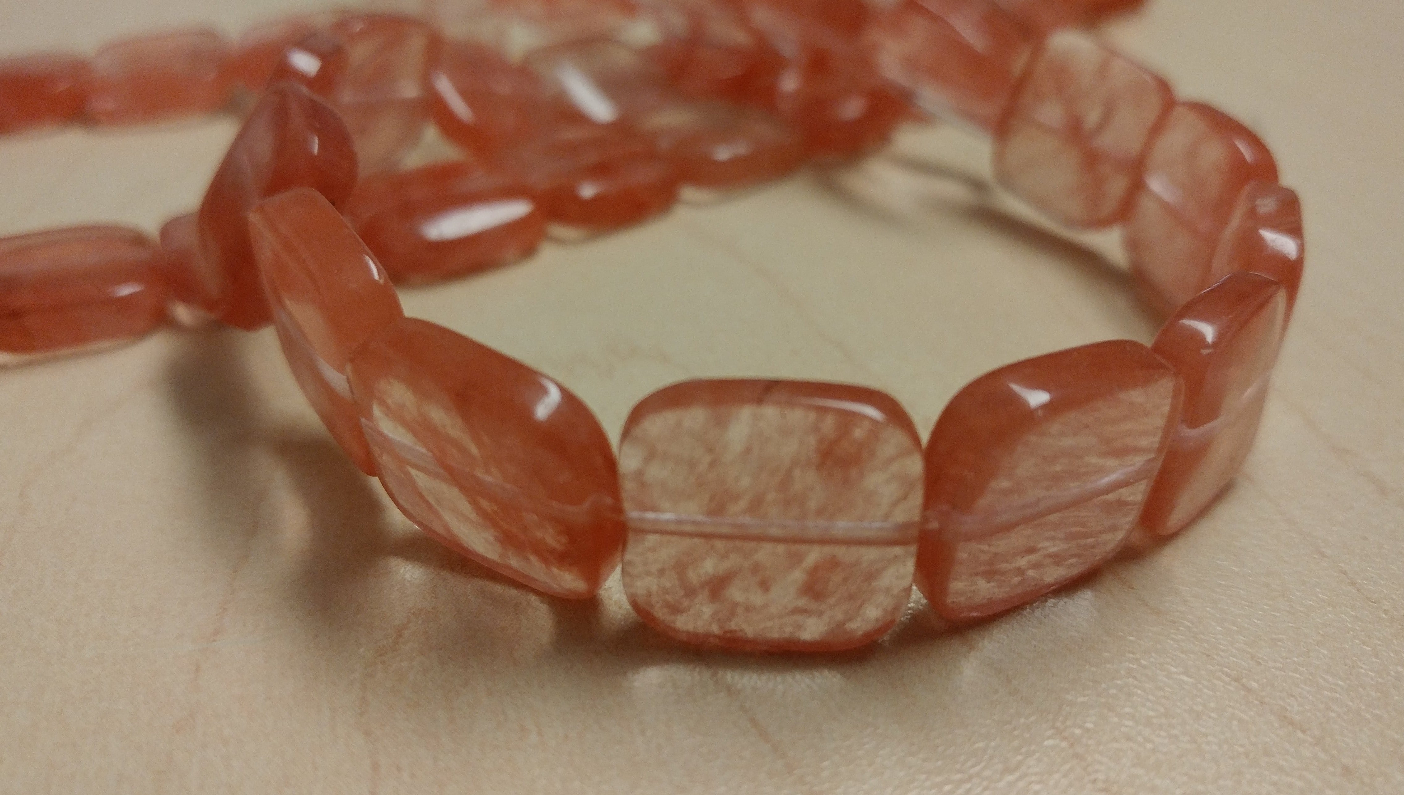 Natural Cherry Quartz Square Beads Strand - 15 Inch Gemstone Beading Supplies for Jewelry Making, DIY Bracelets & Necklaces - Healing Crystal for Positive Energy & Stress Relief