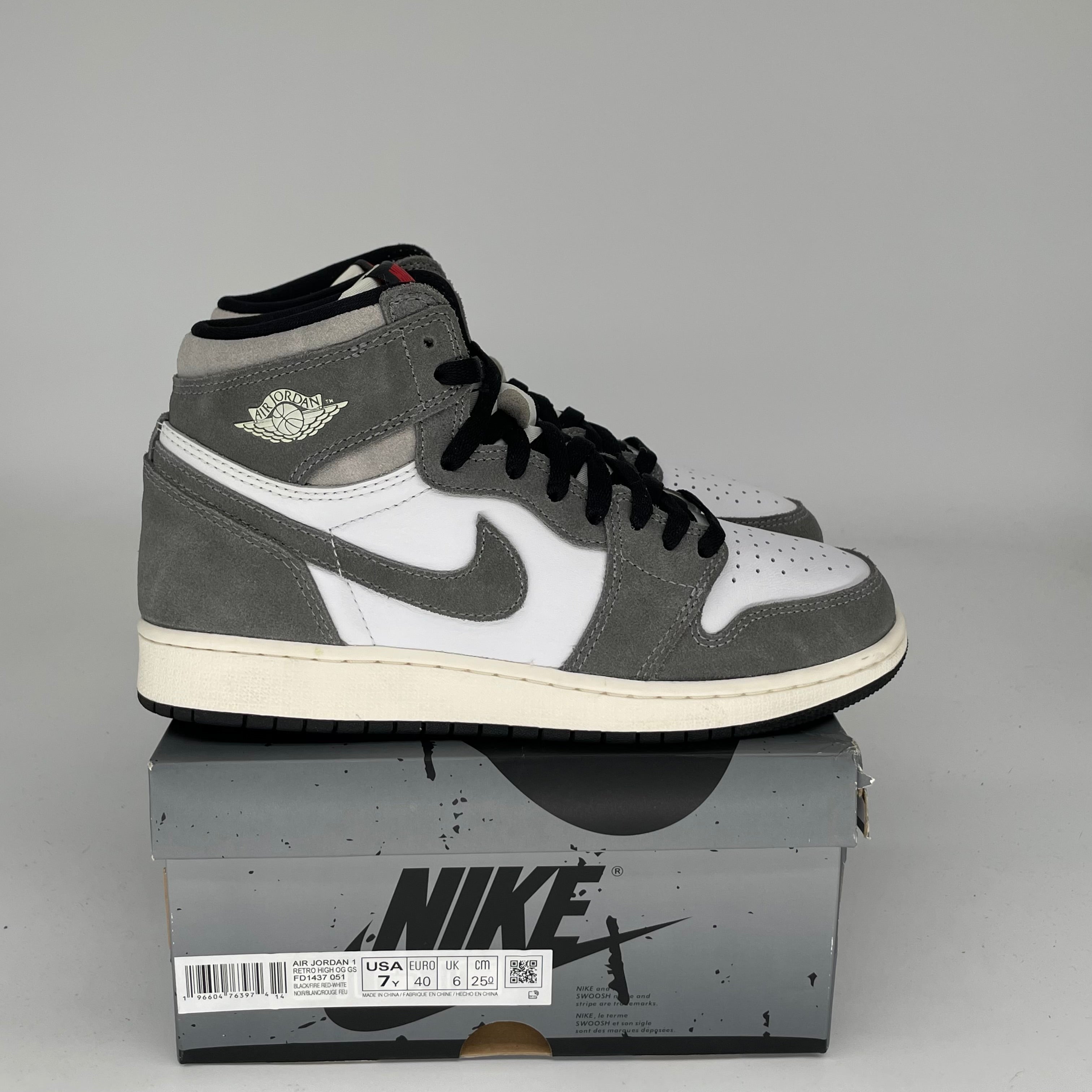 **Air Jordan 1 Washed Black Sneakers - Size 7Y (FD1437-051) - Men's & Kids' Basketball Shoes for Casual Wear & Street Style**