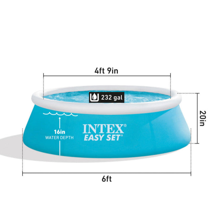 Intex Easy Set Pool 6ft x 20in Round Above Ground Inflatable Swimming Pool - Perfect for Backyard, Garden, and Outdoor Family Fun