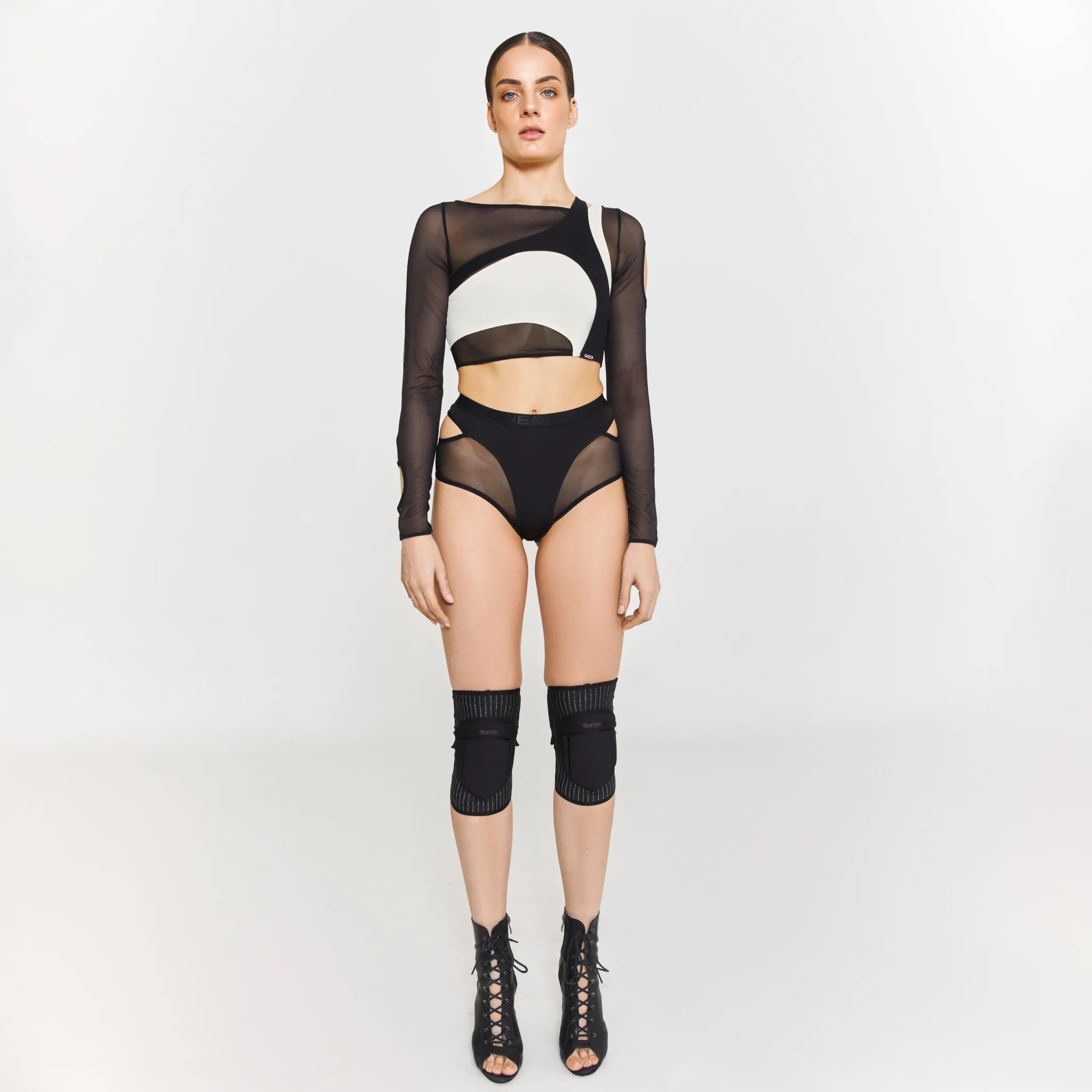 Stylish Hedonist Long Sleeve Top for Women - Black & Cream Colors - Perfect for Casual Outings, Office Wear & Evening Events