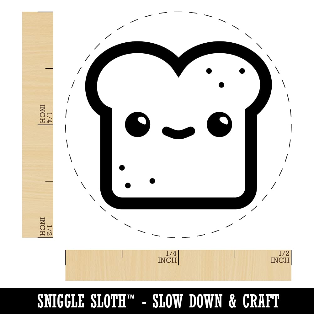 Mini Happy Toast Bread Self-Inking Stamp - 1/2 Inch Kawaii Rubber Stamper with Brown Ink for DIY Crafts, Scrapbooking & Planner Decoration - Perfect for Journaling, Card Making & Gift Wrapping