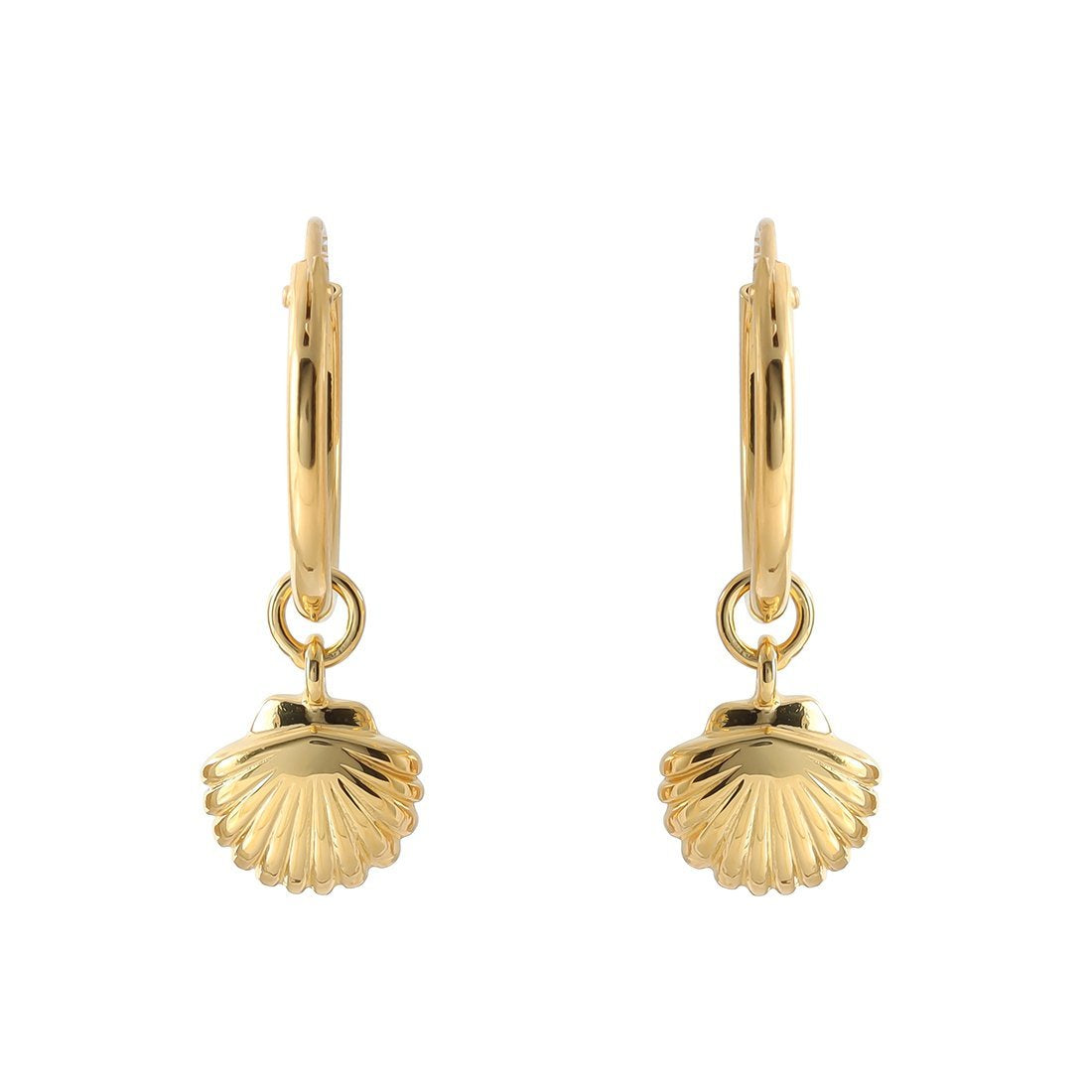 Gold Seashell Earrings for Women - Dainty Hoop Sleepers for Everyday Wear | Perfect for Beach Vacations, Date Nights & Gifts