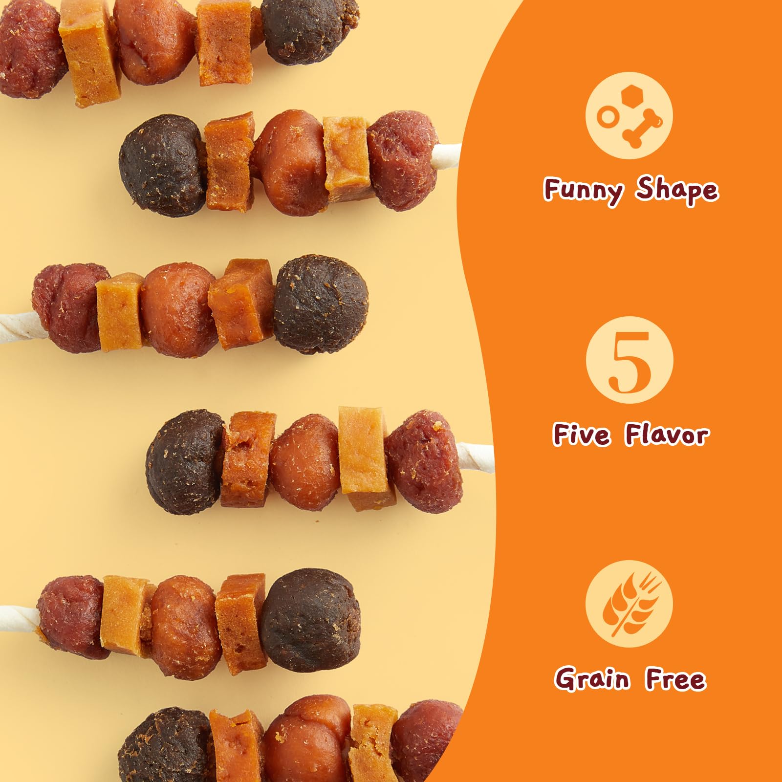 Jungle Calling Dog Kabob Treats - Chicken, Duck, Beef Flavors for Training & Play