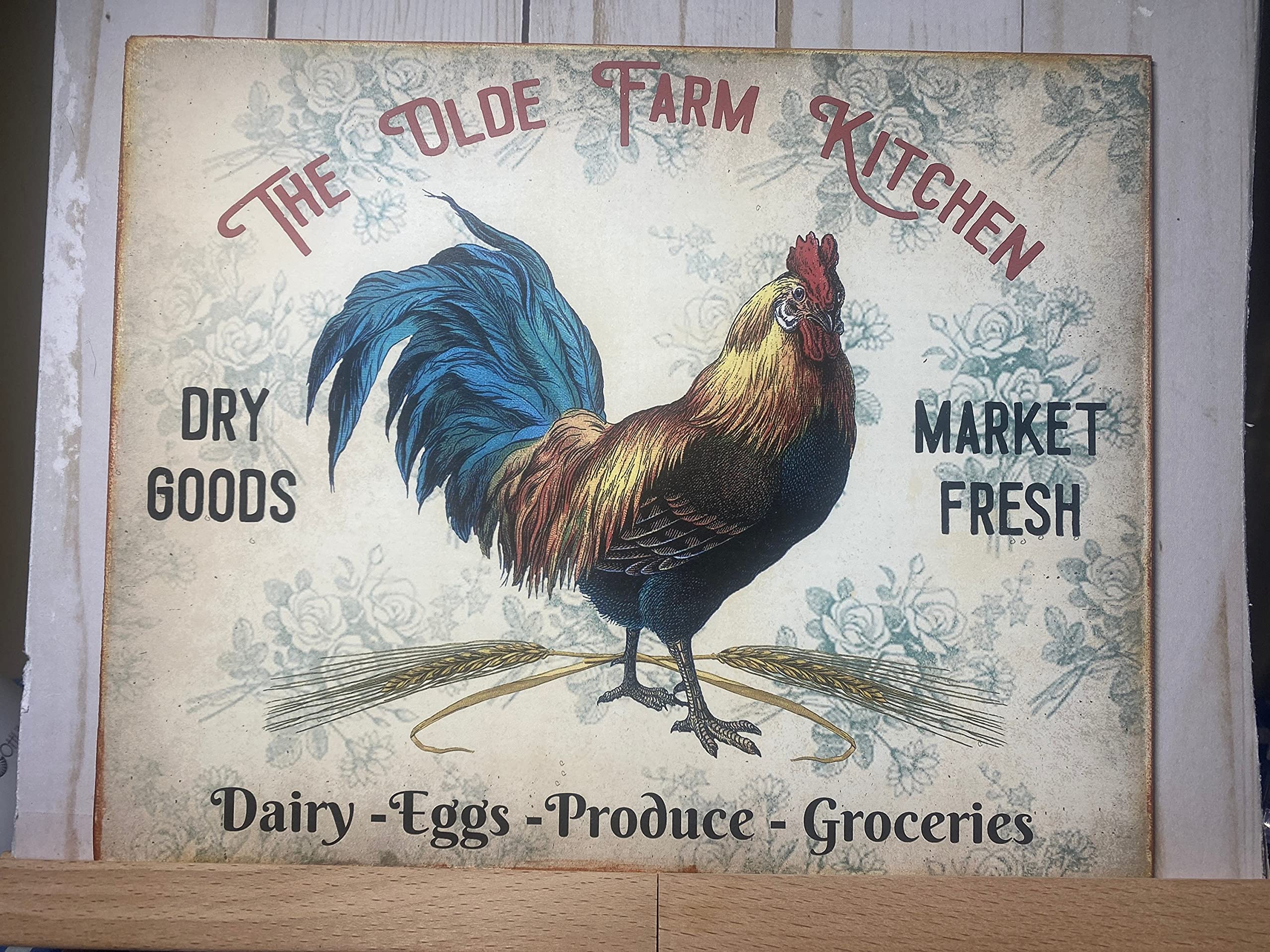 Rustic Rooster Wall Art - Farmhouse Kitchen Decor for French Country Style