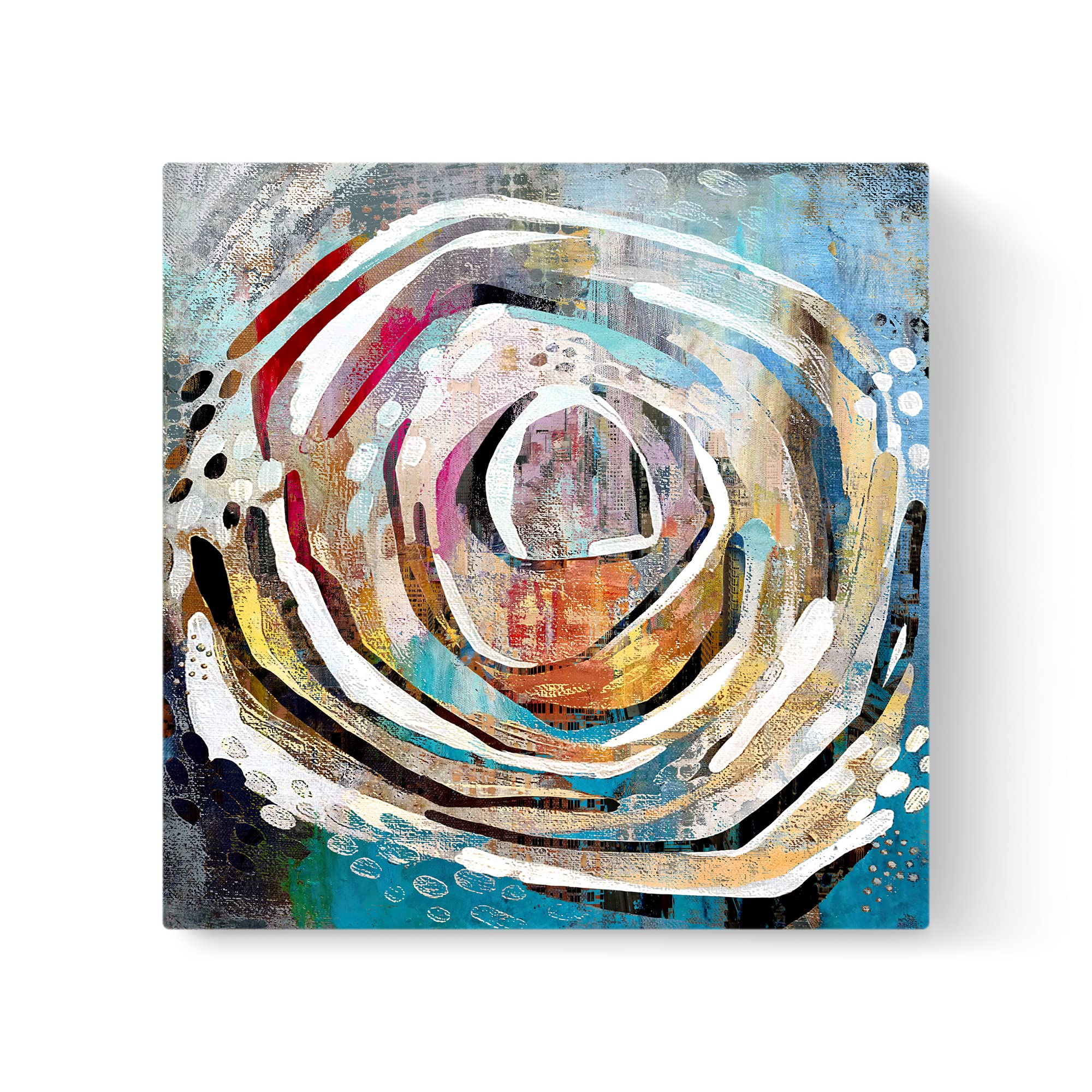 Armen Living City Lights I - Square Wrapped Canvas Wall Art Print 20x20 Inches - Modern Home Decor for Living Room, Bedroom & Office