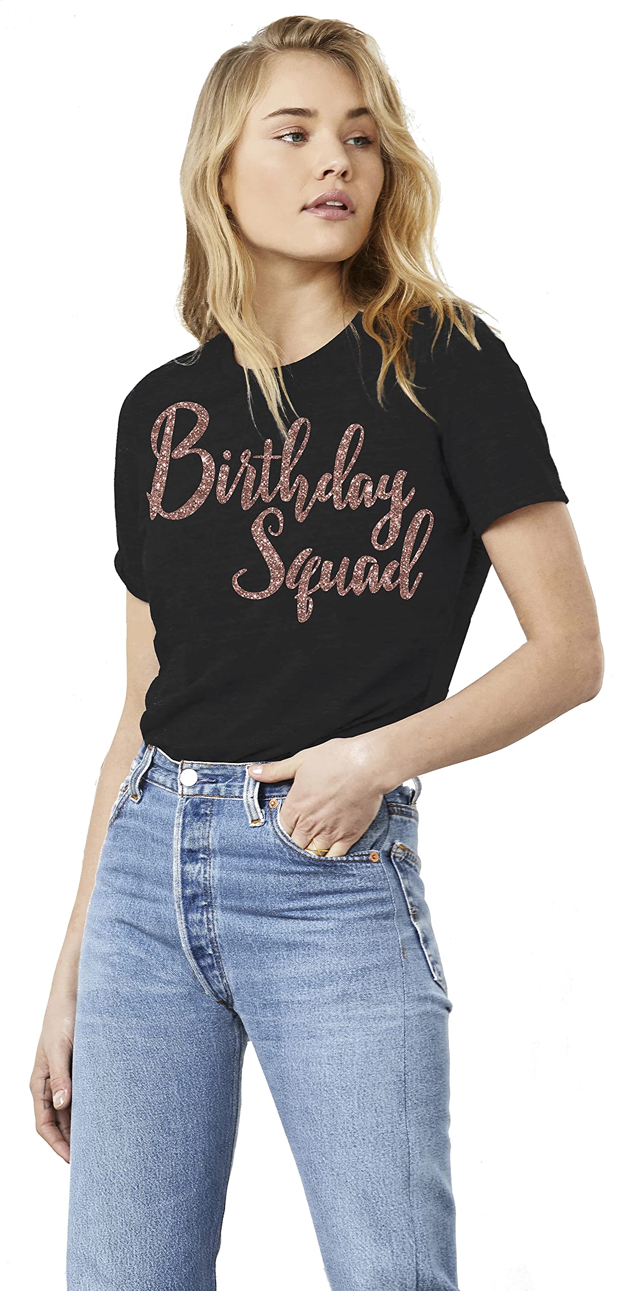 Birthday Squad T-Shirt for Women - Rose Gold Birthday Girl Top | Fun Party Outfit for Girls' Night Out & Celebrations