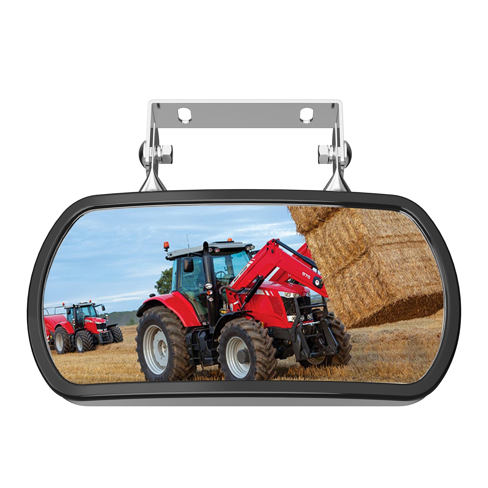 Stainless Steel Tractor Mirror - Rearview & Side Convex Mirror for Tractors, Forklifts, Trucks, Boats - Fits John Deere, Kubota & More - Vibration-Proof with U-Bracket & Screw Fixing - Perfect for Farm Equipment, Construction Vehicles & Marine Use