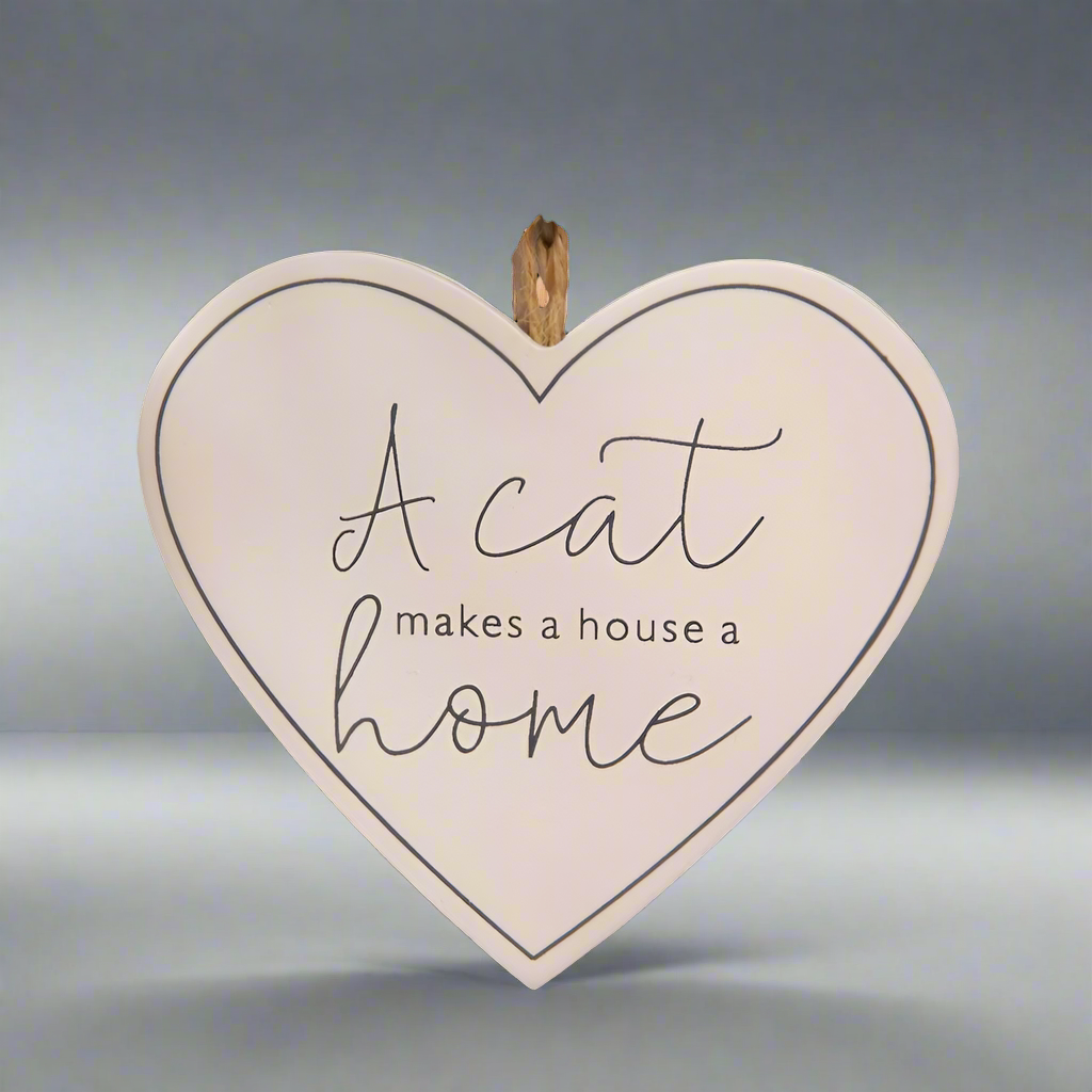 White Hanging Cat Plaque - 'A Cat Makes a House a Home' Wall Decor for Living Room, Bedroom & Nursery | Perfect Gift for Cat Lovers & Home Decor