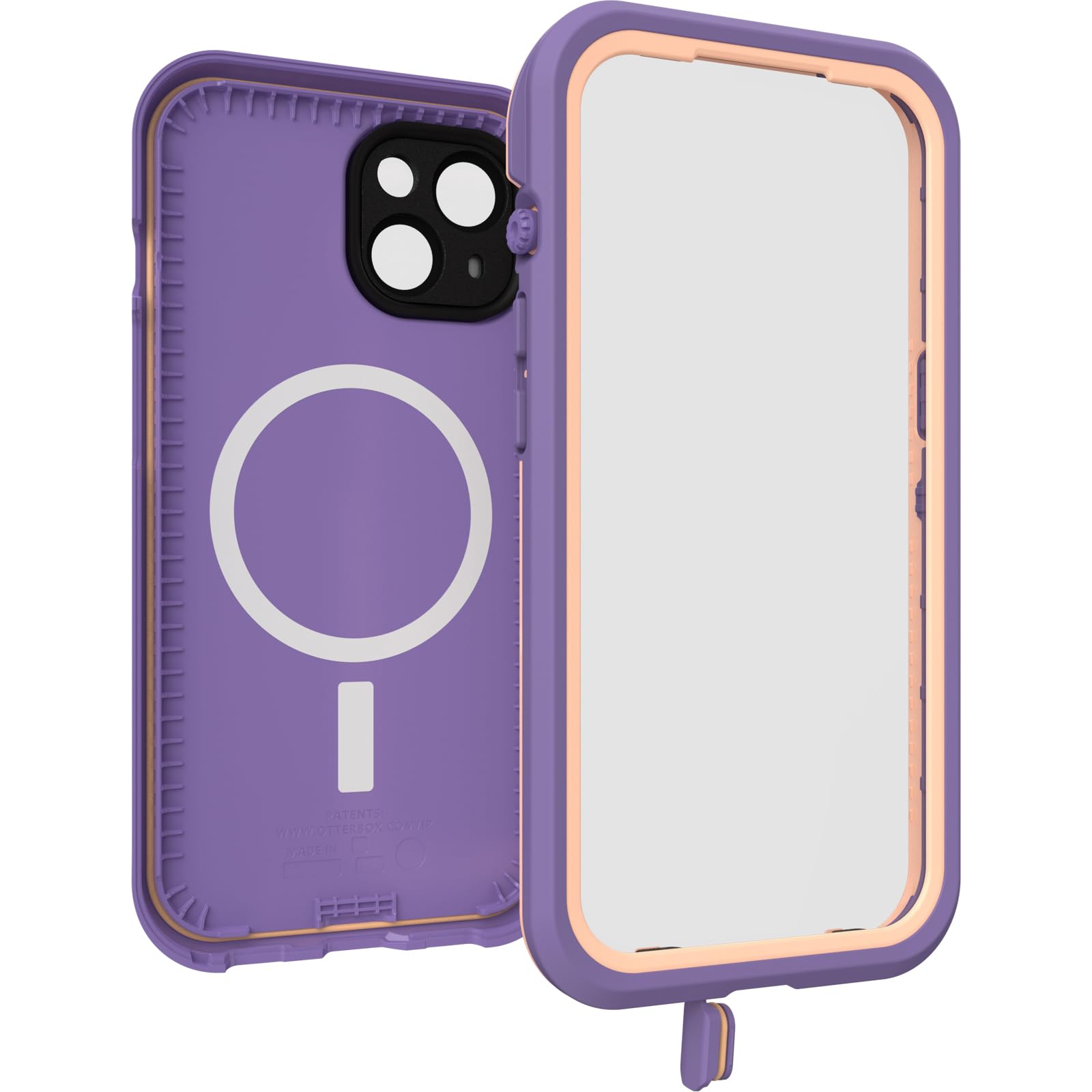 OtterBox iPhone 15 FRĒ Series Waterproof Case with MagSafe - Purple (Rule of Plum) | Eco-Friendly 60% Recycled Plastic | Slim & Stylish Design | Perfect for Swimming, Outdoor Adventures & Everyday Protection