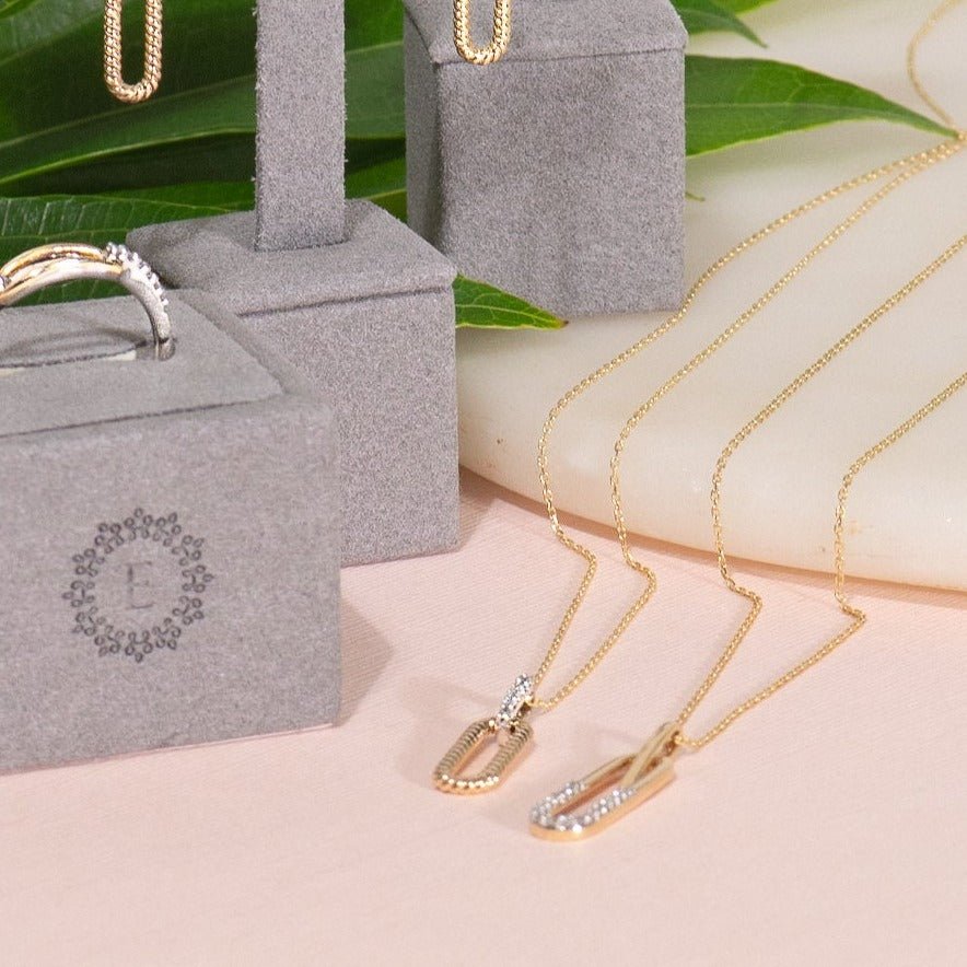 10K Yellow Gold Interlocking Braided Diamond Paperclip Necklace - Elegant Layering Piece for Everyday Wear & Special Occasions
