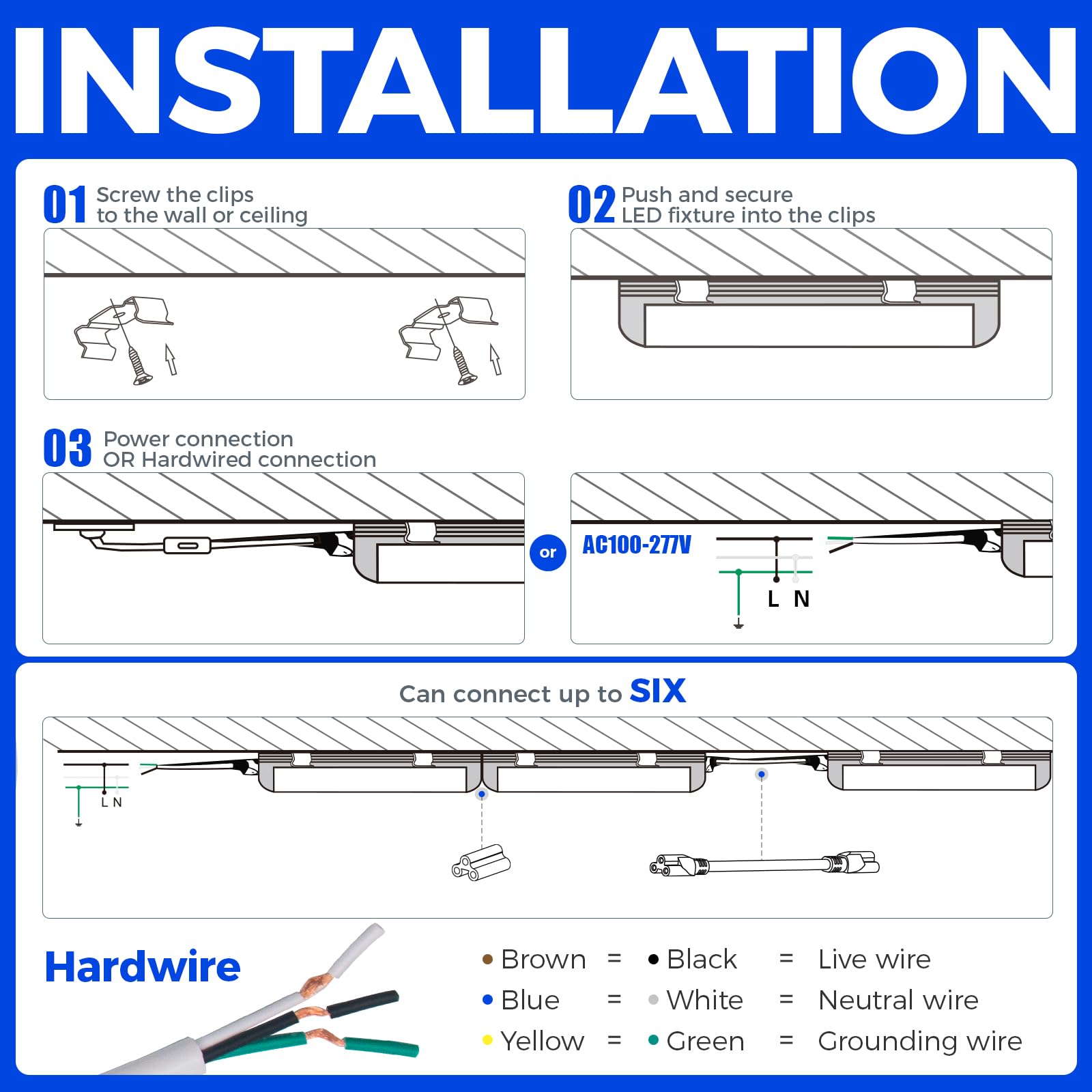 Barrina LED Shop Light 4FT, 40W 5500LM 6500K Daylight White, Linkable V-Shape LED Tube Lights with Clear Cover - Perfect for Garage, Warehouse, Workshop Lighting (6-Pack) - Energy Saving Bright Lights for Home & Commercial Use