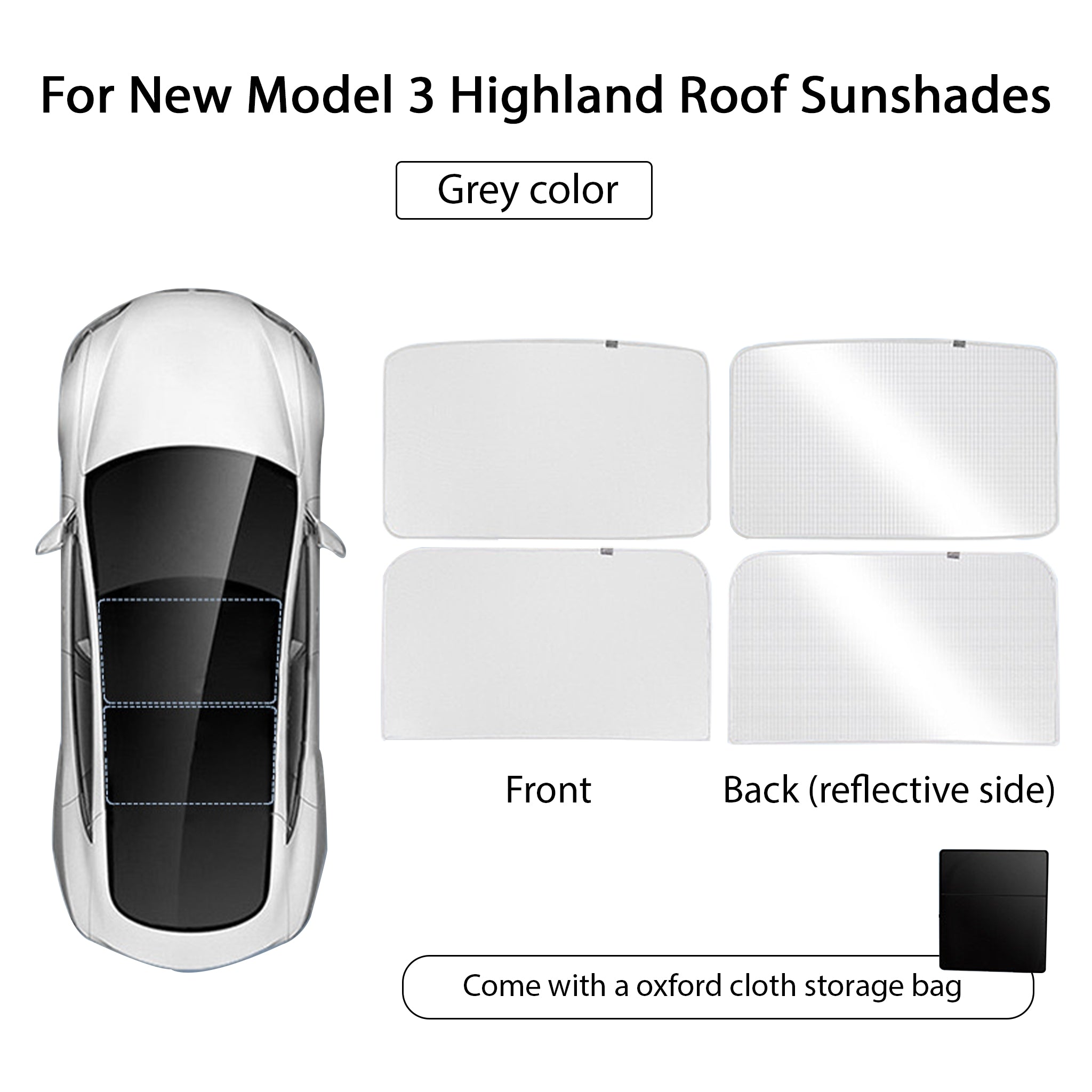 2024+ Tesla Model 3 Highland Sunroof Sunshade - UV Protection & Heat Reduction Car Accessories for Summer Driving Comfort