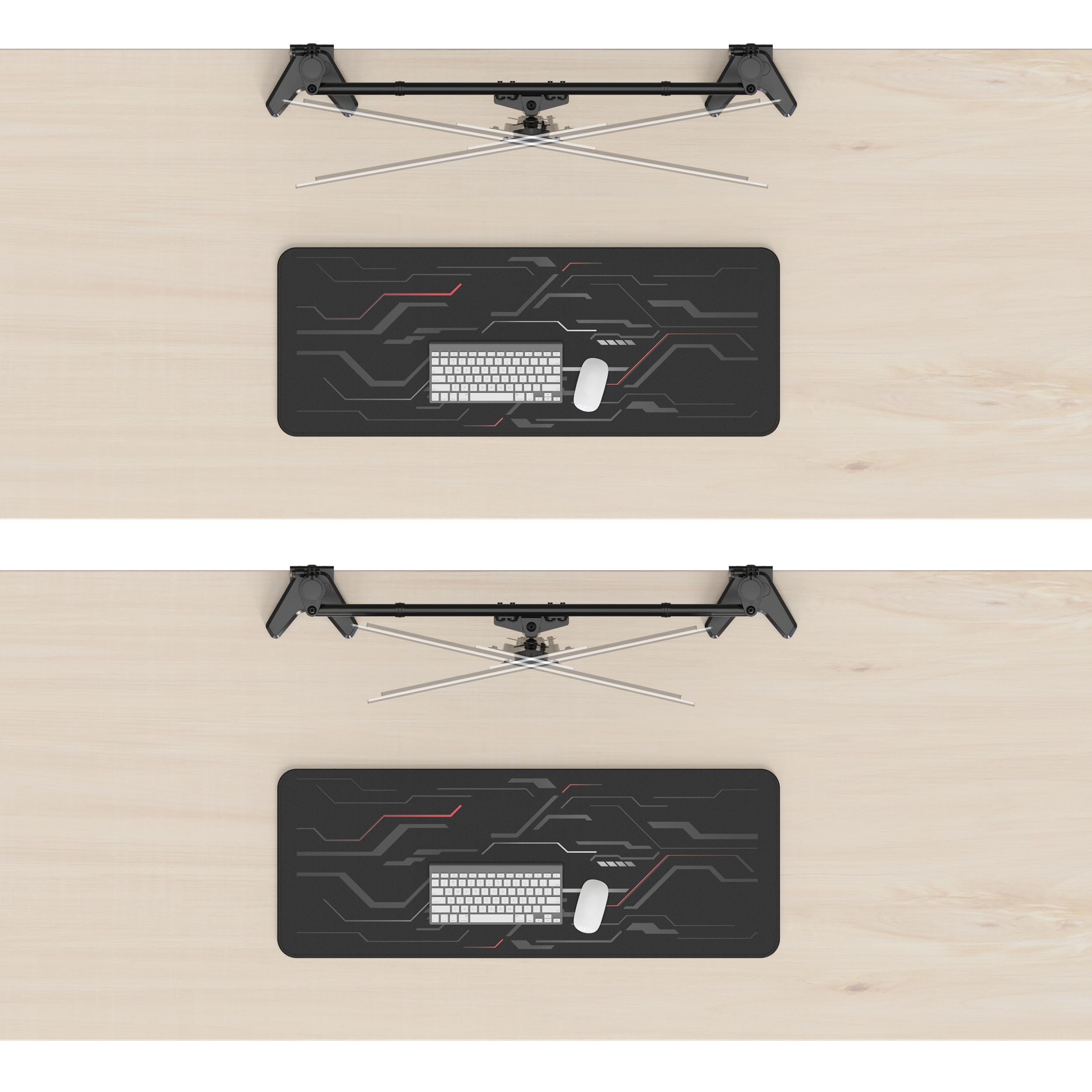 HFTEK MS121C-N Heavy Duty Monitor Mount for 17-49 Inch Flat & Curved Screens - 20kg Load Capacity per Arm, Height Adjustable, Tilt & Swivel - VESA 75x100/100x100 - Perfect for Home Office, Gaming Setup & Workstation Ergonomics