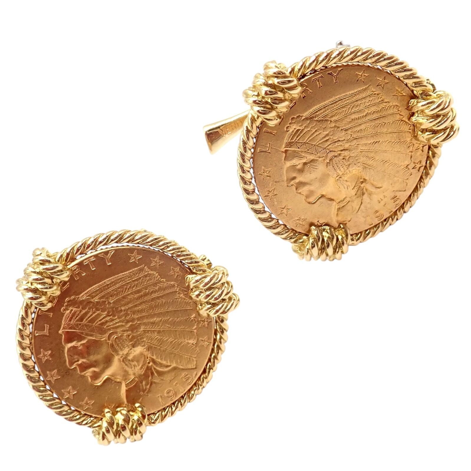 18k & 22k Gold Indian Head Coin Cufflinks for Men - Verdura Five Buck Luxury Jewelry - Perfect for Weddings, Business Meetings & Formal Events