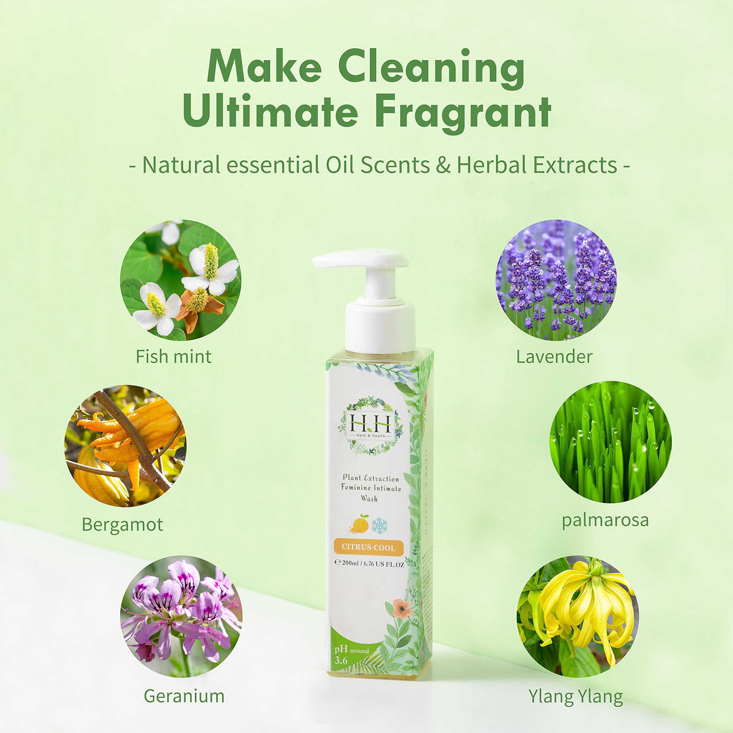 HH Herb&Health Feminine Wash & Panty Stain Remover - Natural Essential Oil Scented Vaginal Cleanser for Women | Gentle Vulva Care & Laundry Detergent | Daily Use for Lingerie, Underwear & Blood Stain Removal | Intimate Hygiene & Feminine Care Solution