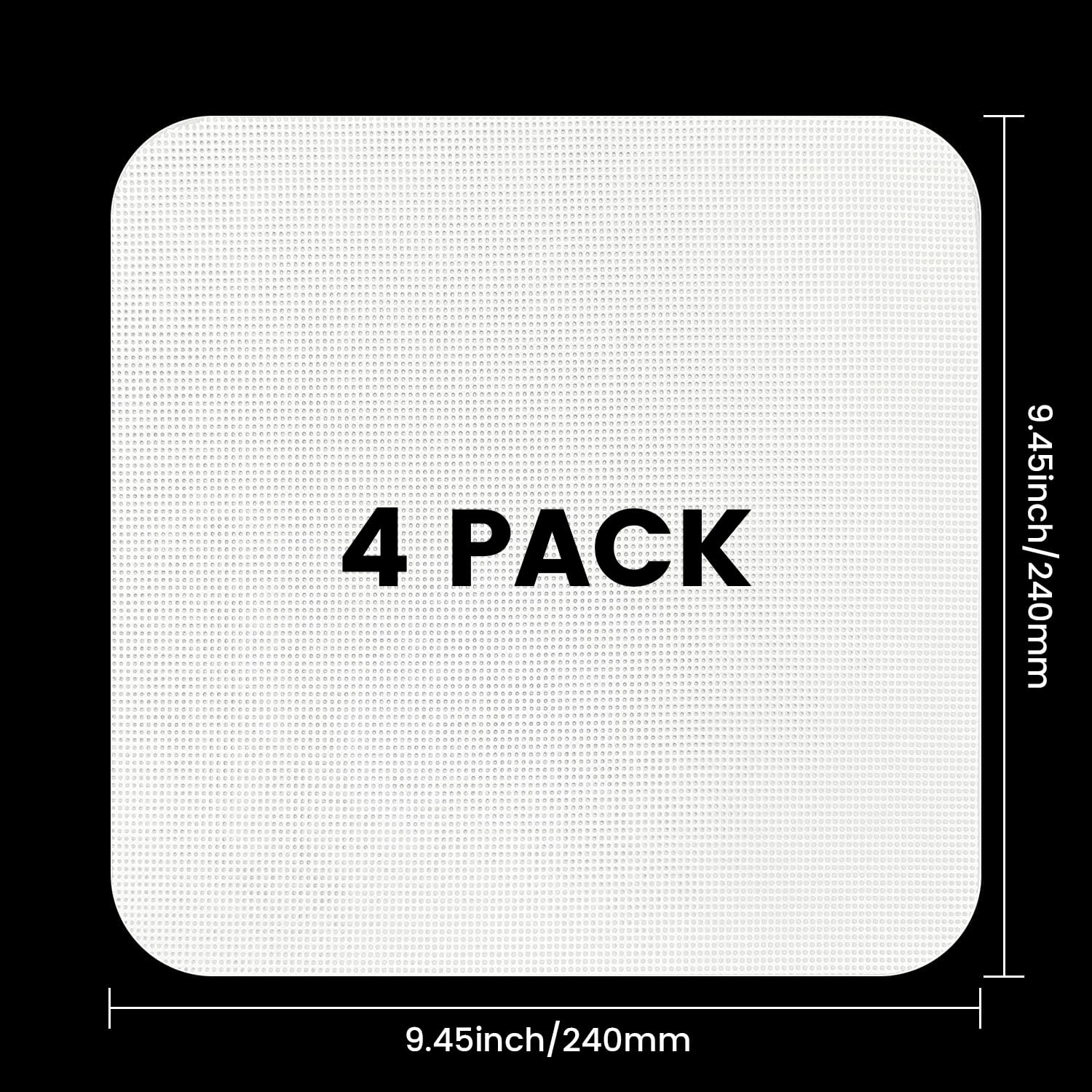 4 Pack Reusable Silicone Dehydrator Sheets - Non-Stick Food & Fruit Dryer Mats, 9.45 x 9.45 Inch for Dehydrators, Ovens & Air Fryers - Perfect for Drying Fruits, Vegetables, Herbs & Jerky
