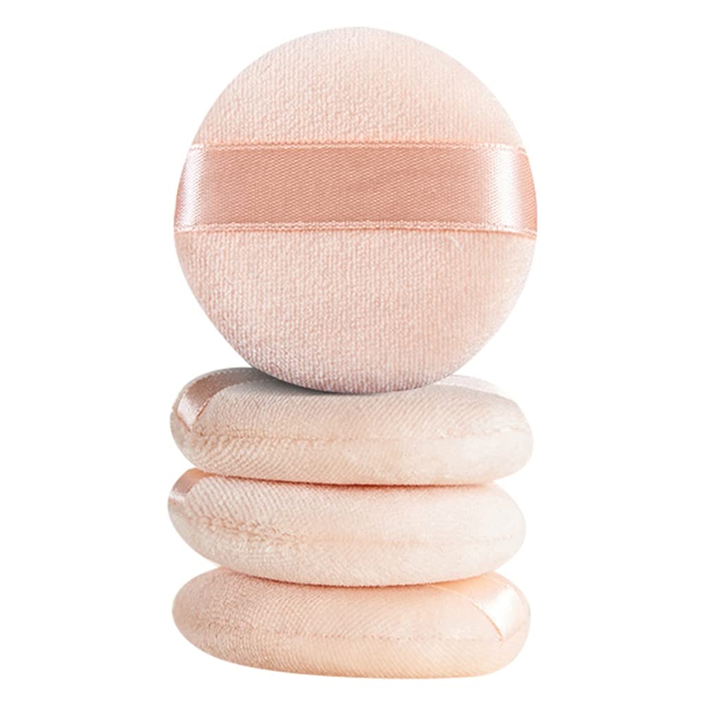 Dunlea 4-Piece Velour Makeup Sponge Set - Washable Loose Powder Puff & Foundation Applicator with Travel Case | Perfect for On-the-Go Touchups & Professional Makeup Application
