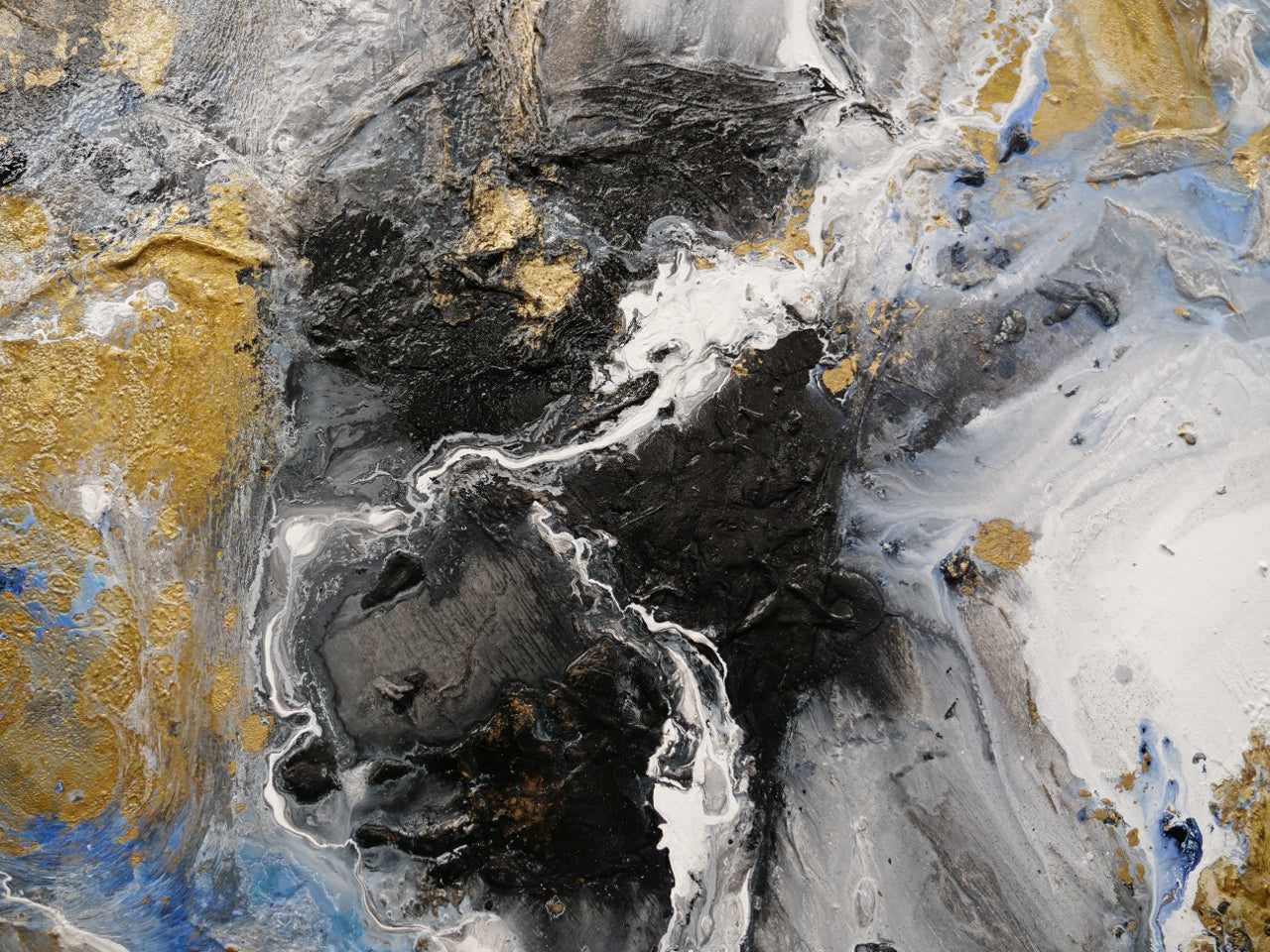 Golden Potion 190cm x 100cm Paynes Grey Gold Black Textured Abstract Canvas Art - Modern Wall Decor for Living Room, Bedroom & Office
