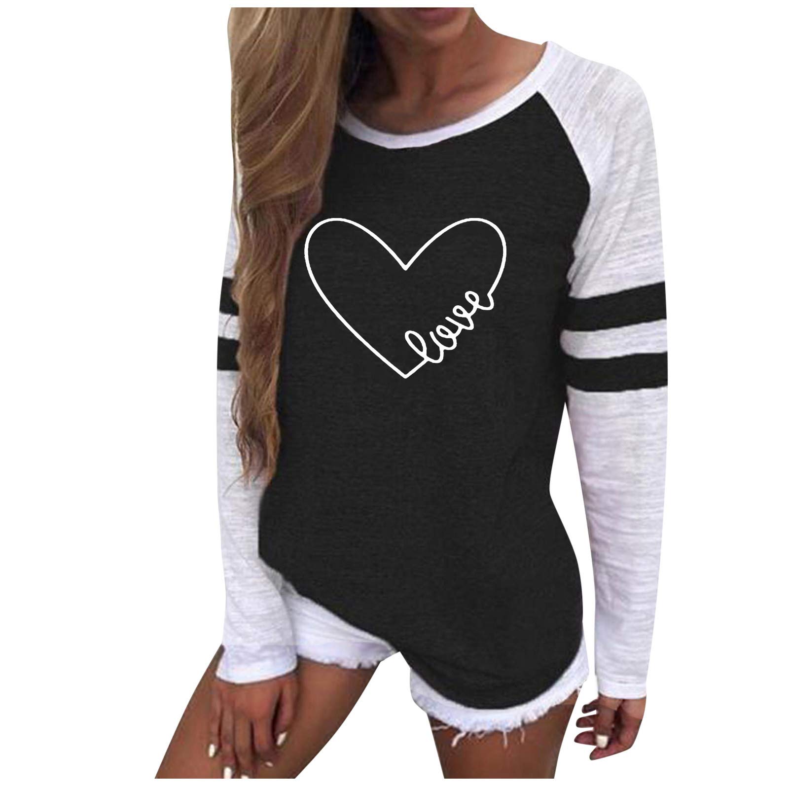 Women's Round Neck Casual Long Sleeve Cotton Blouse with Stripe Print - Perfect for Office Wear, Daily Outfits & Spring Fashion